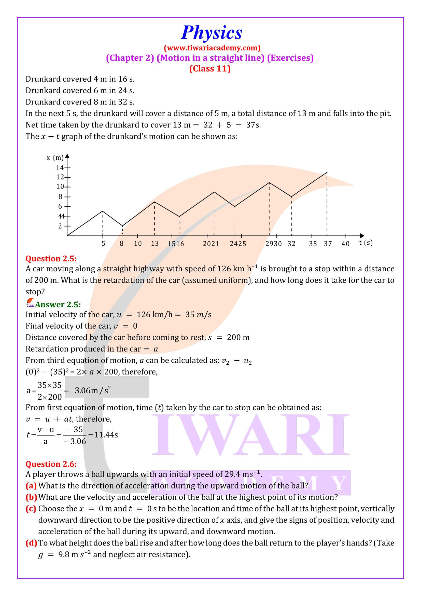 NCERT Solutions for Class 11 Physics Chapter 2 in English Medium