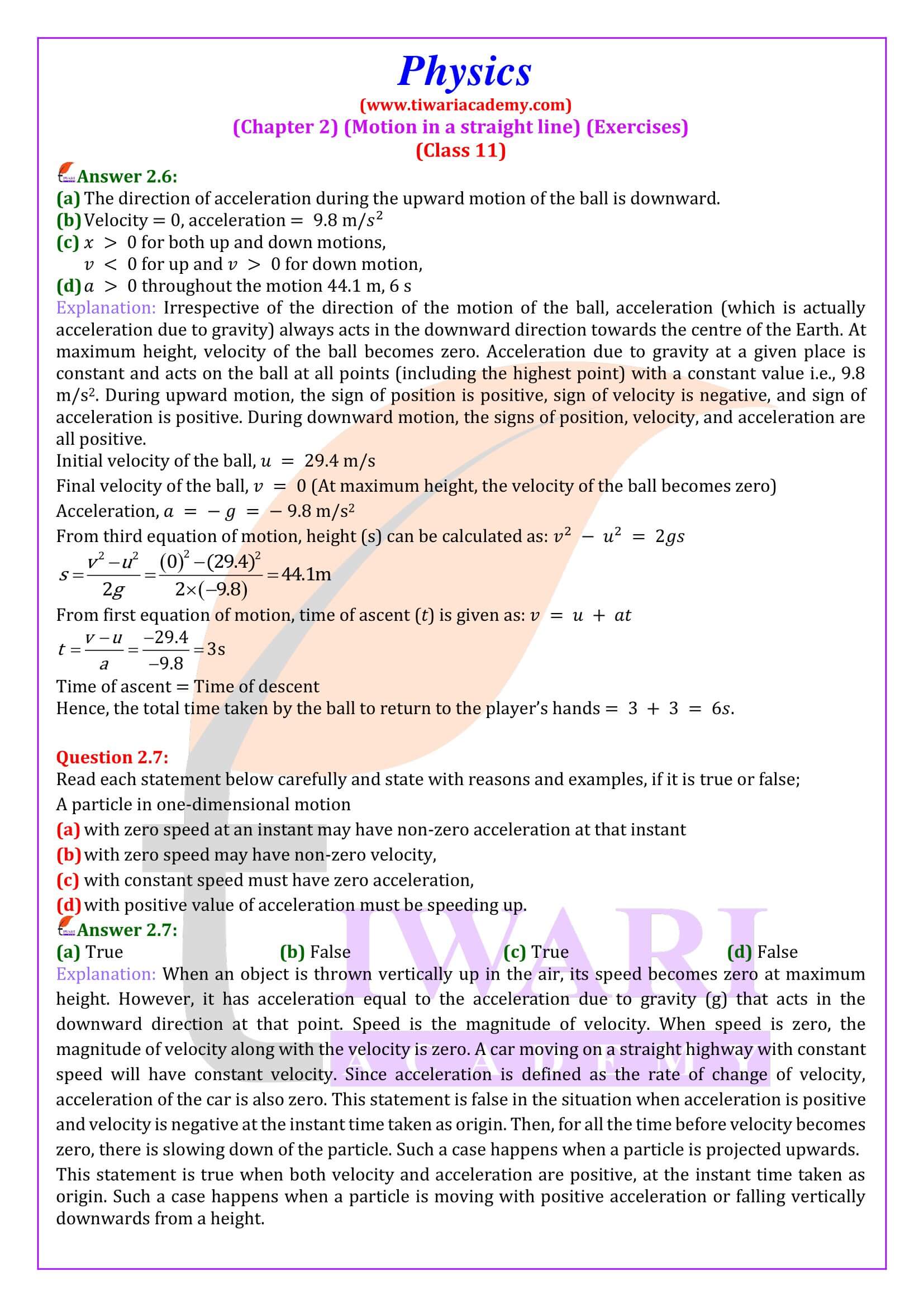 NCERT Solutions for Class 11 Physics Chapter 2 Guide