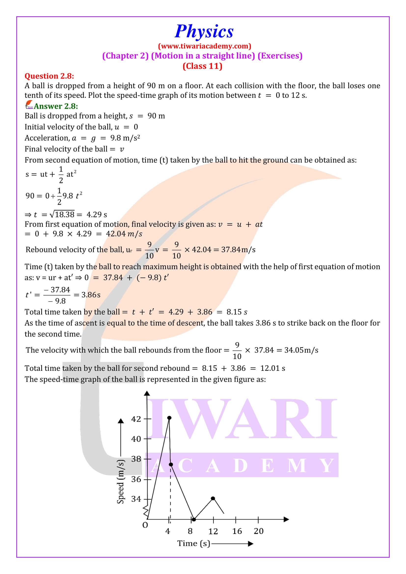 NCERT Solutions for Class 11 Physics Chapter 2 Answers