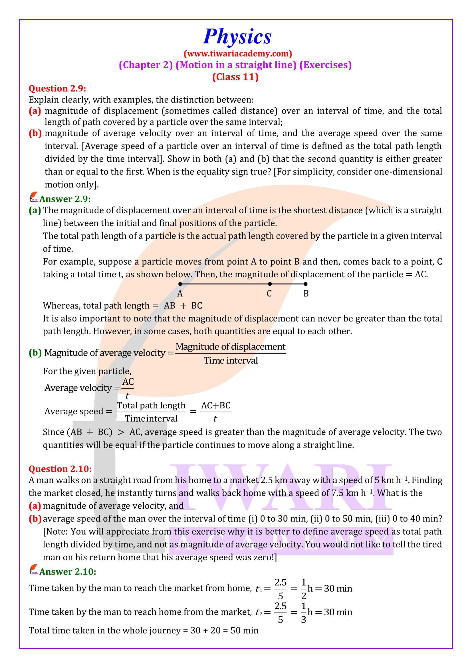 Class 11 Physics Chapter 2