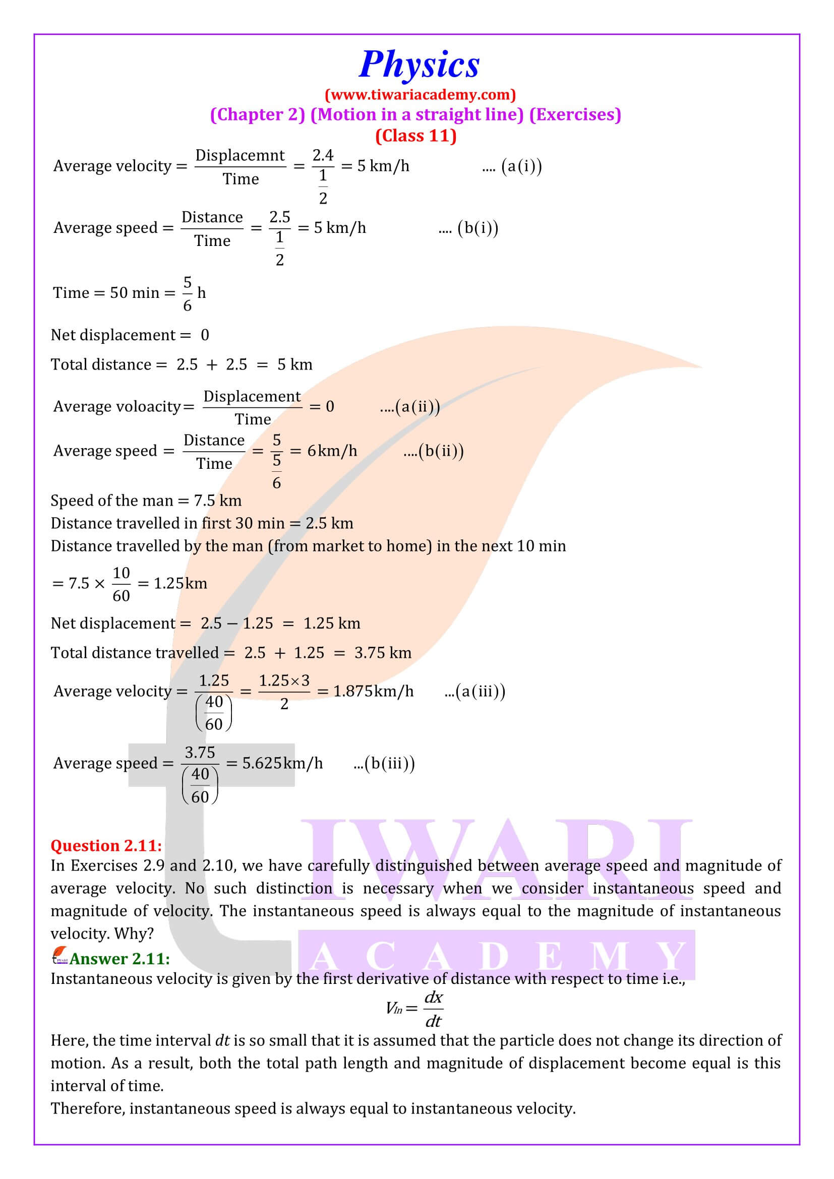 Class 11 Physics Chapter 2 NCERT Solutions