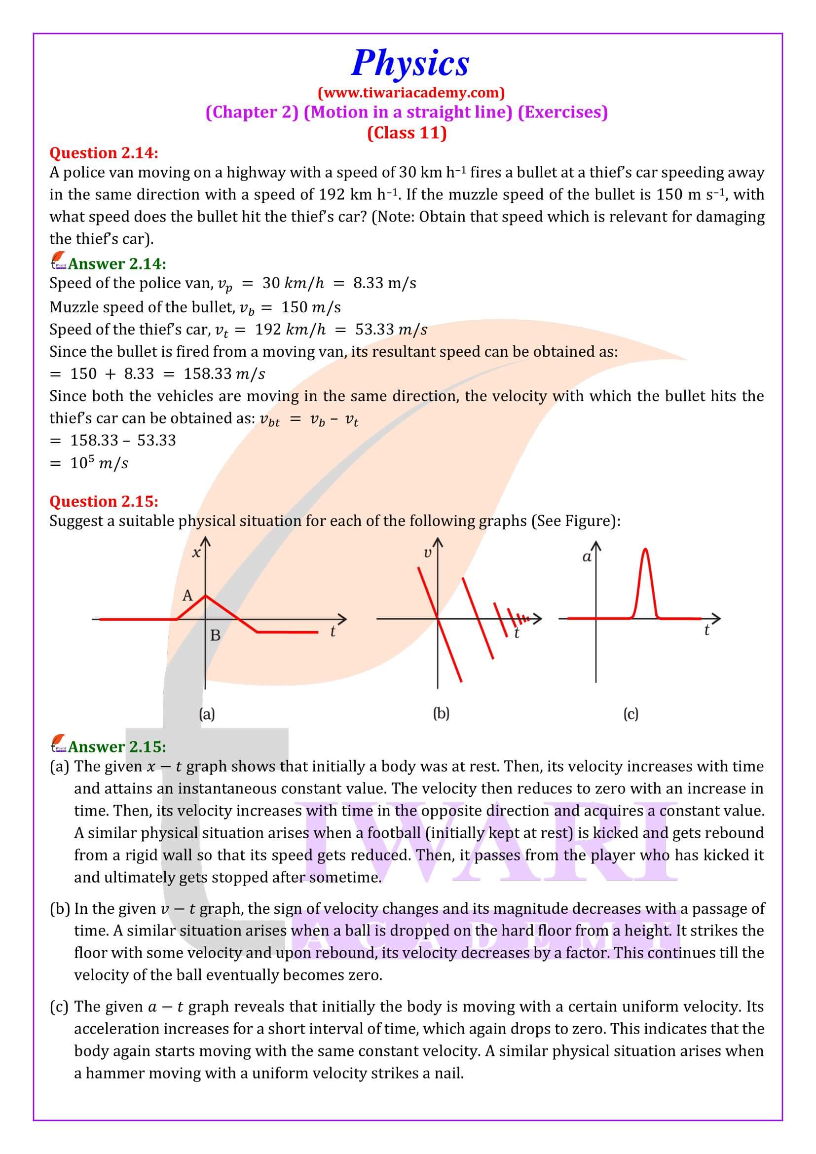 Class 11 Physics Chapter 2 Solutions