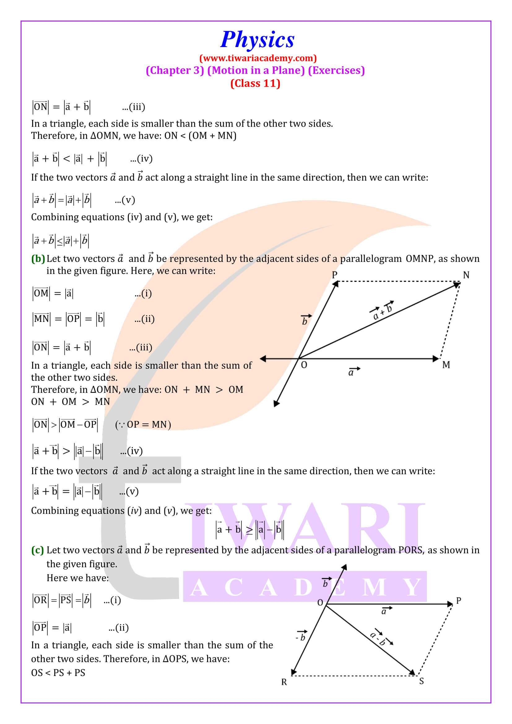 NCERT Solutions for Class 11 Physics Chapter 3 in English Medium