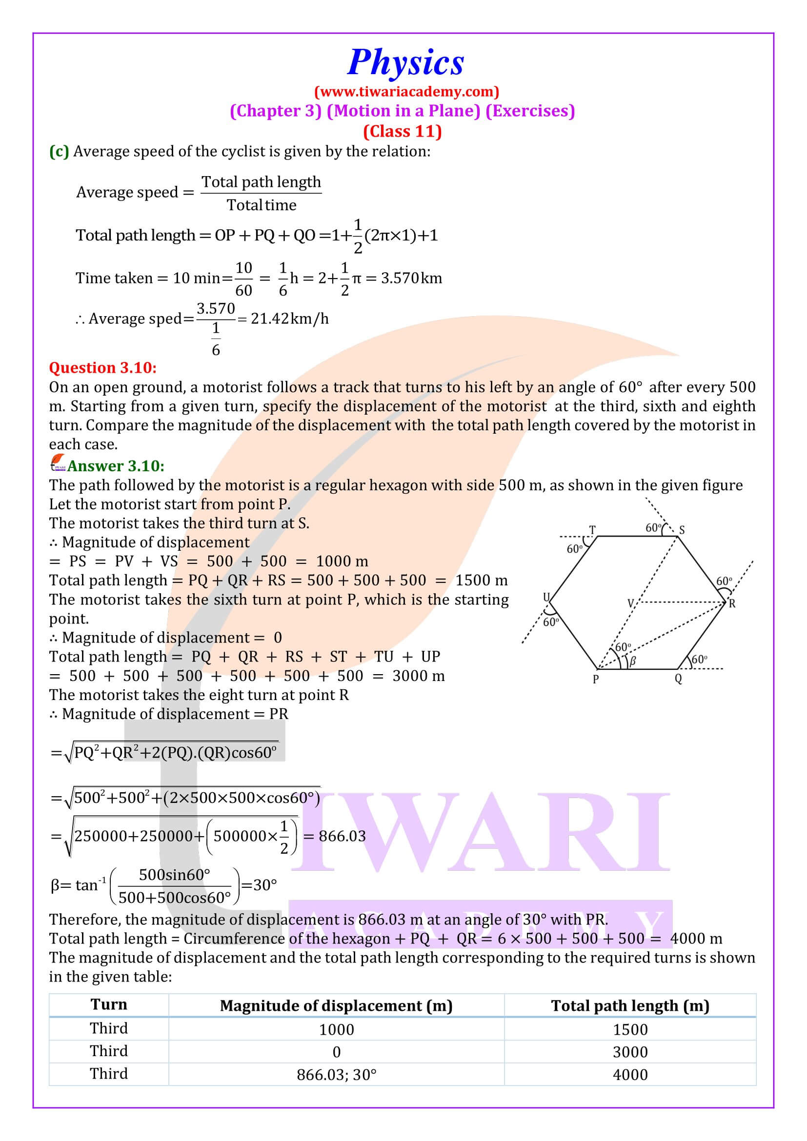 NCERT Solutions for Class 11 Physics Chapter 3 Answers