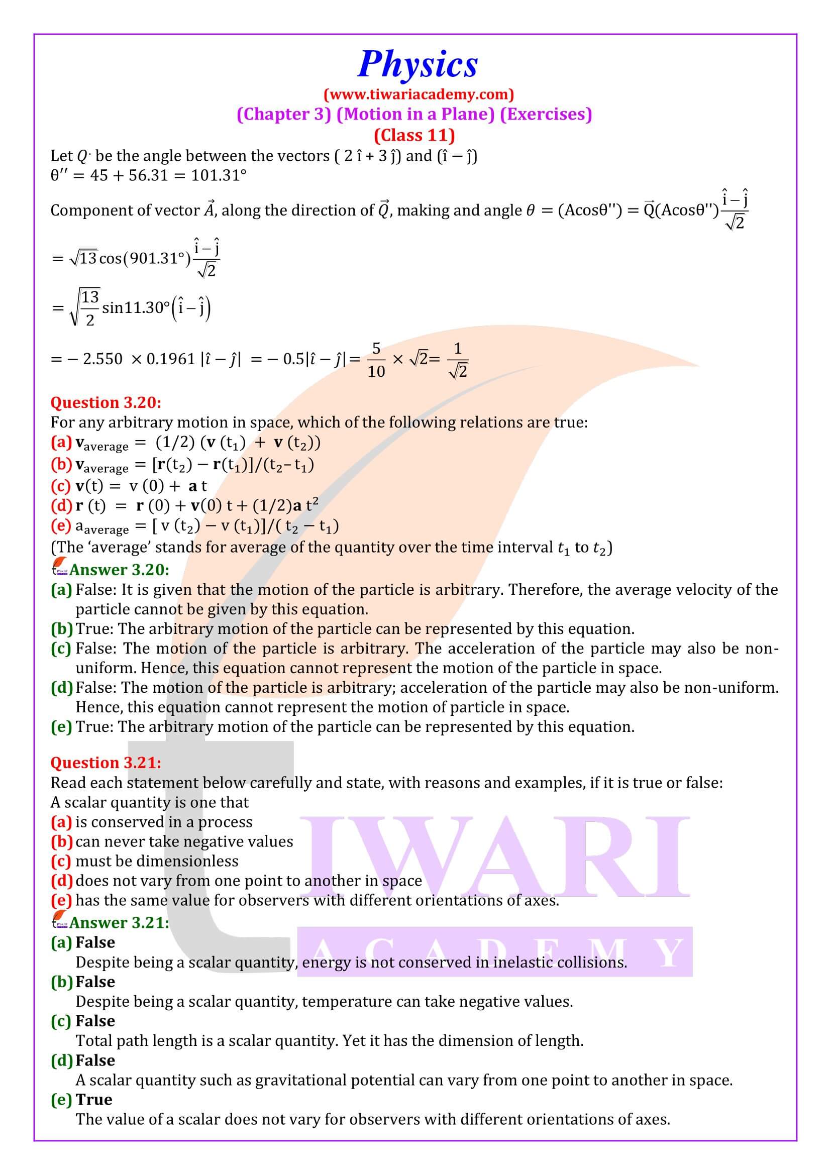 NCERT Class 11 Physics Chapter 3 Solutions