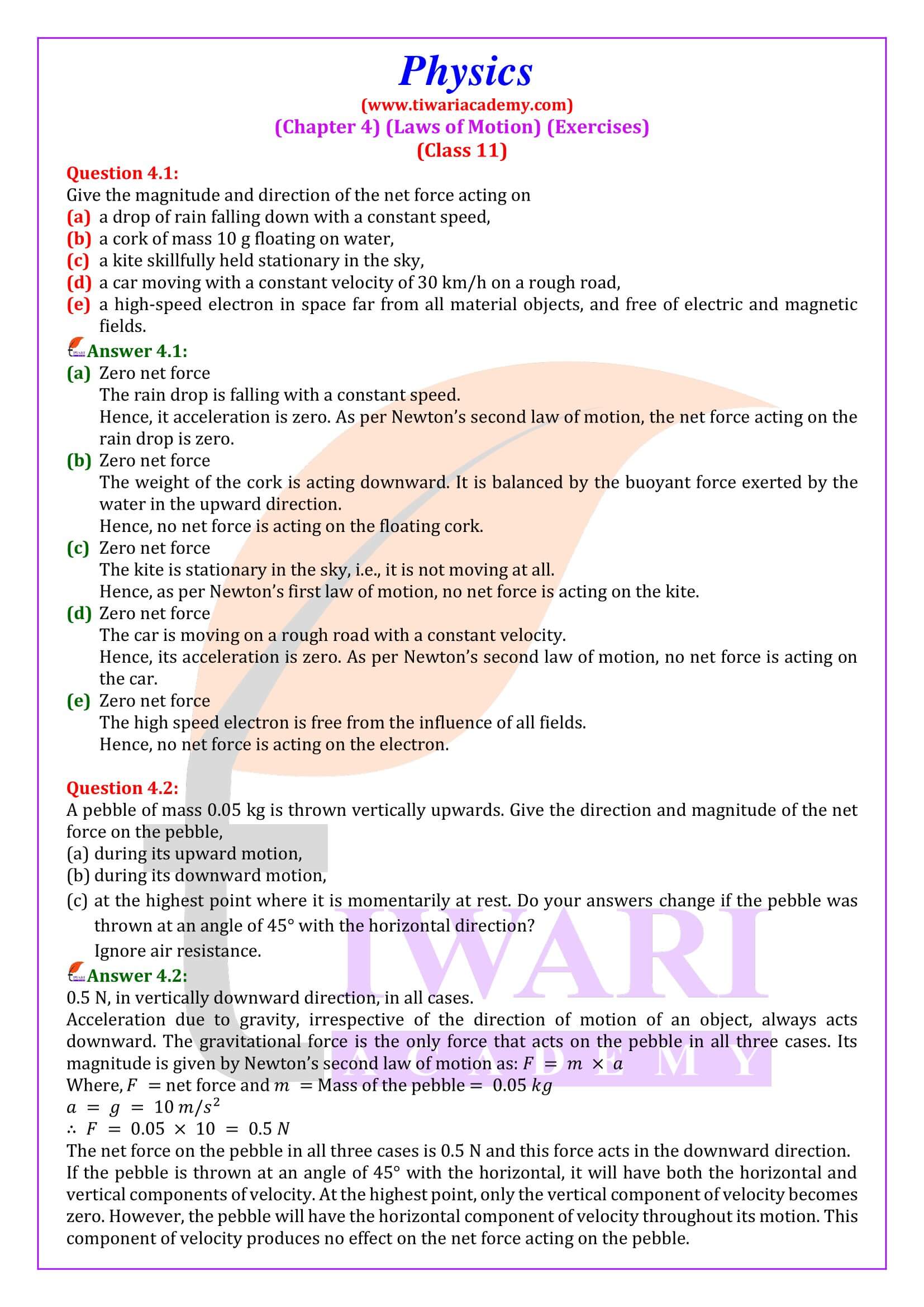 NCERT Class 11 Physics Chapter 4 Laws of Motion