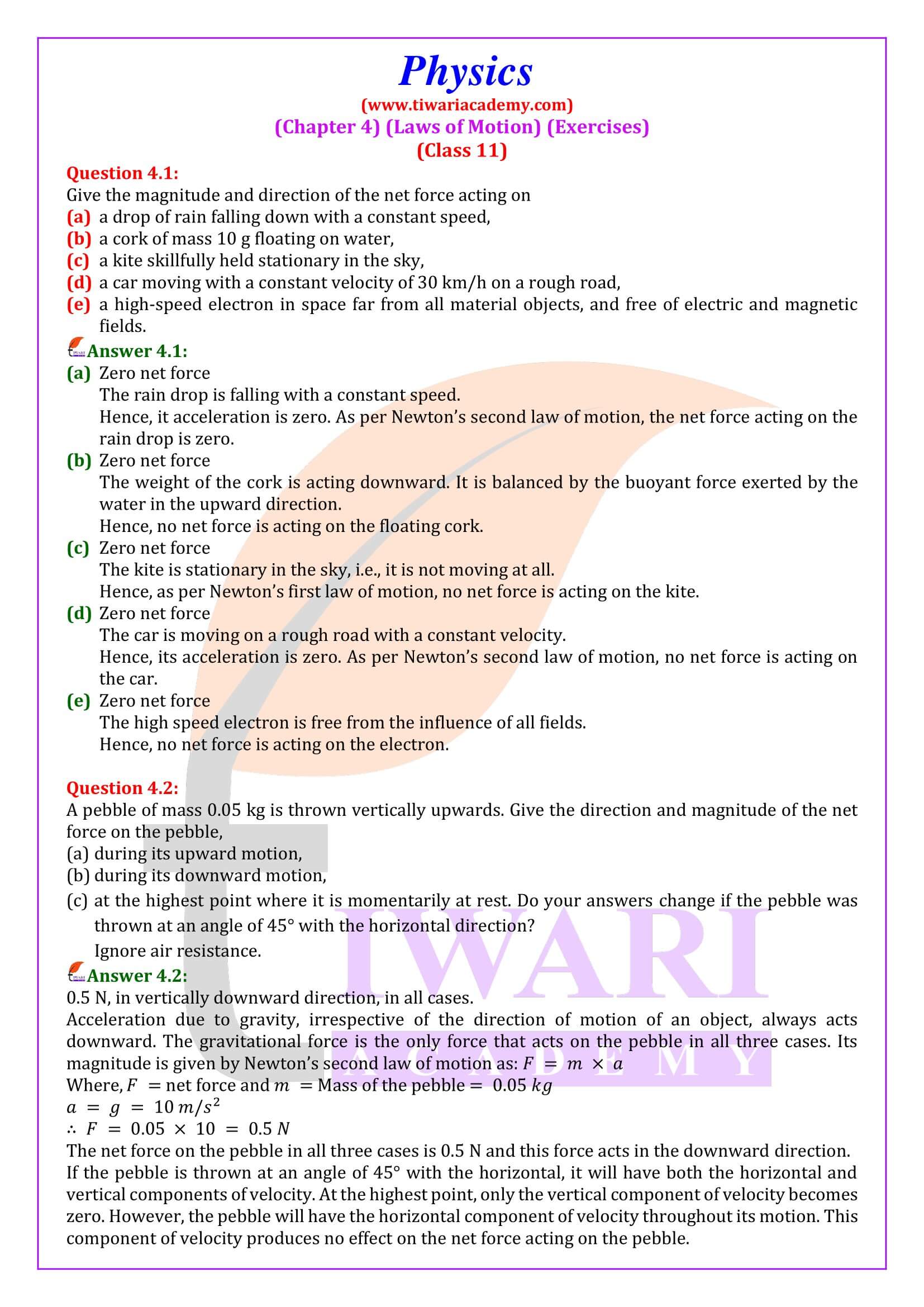 NCERT Class 11 Physics Chapter 4 Laws of Motion