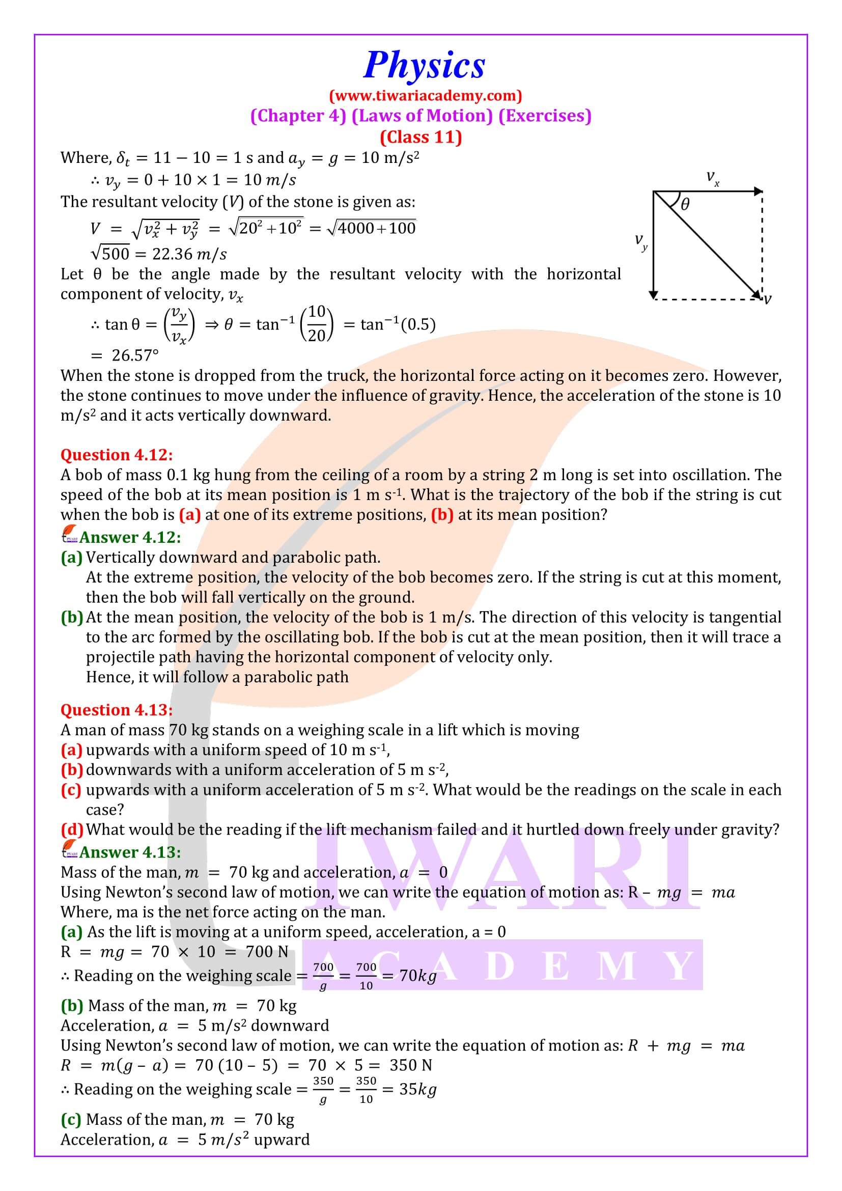 NCERT Solutions for Class 11 Physics Chapter 4 free to use