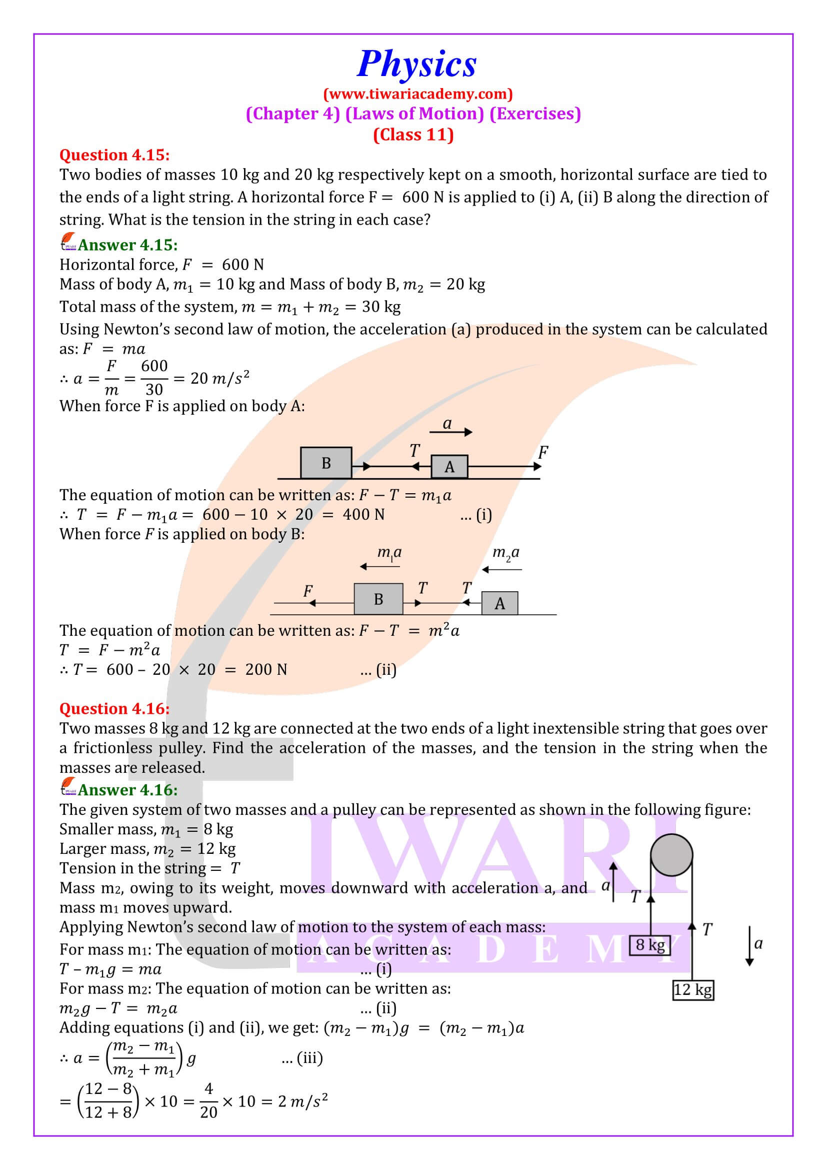 Class 11 Physics Chapter 4 Solutions