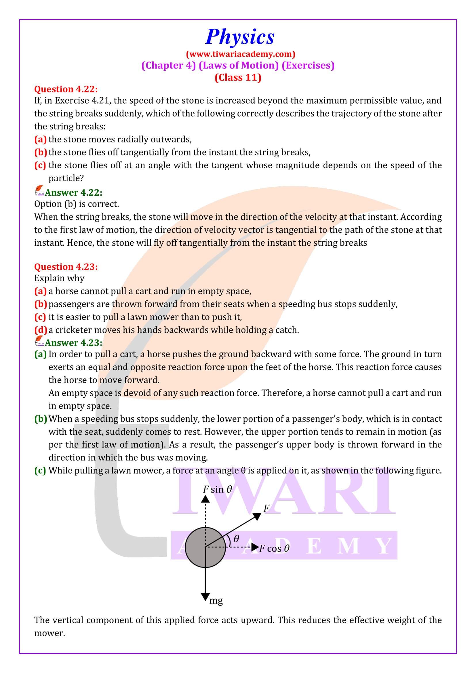 Class 11 Physics Chapter 4 NCERT Solution