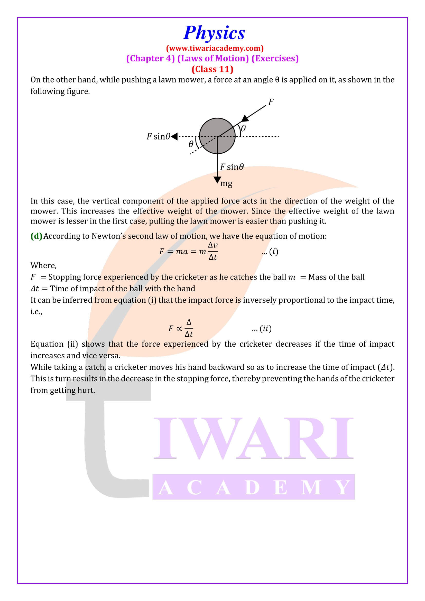 Class 11 Physics Chapter 4 Question Answer