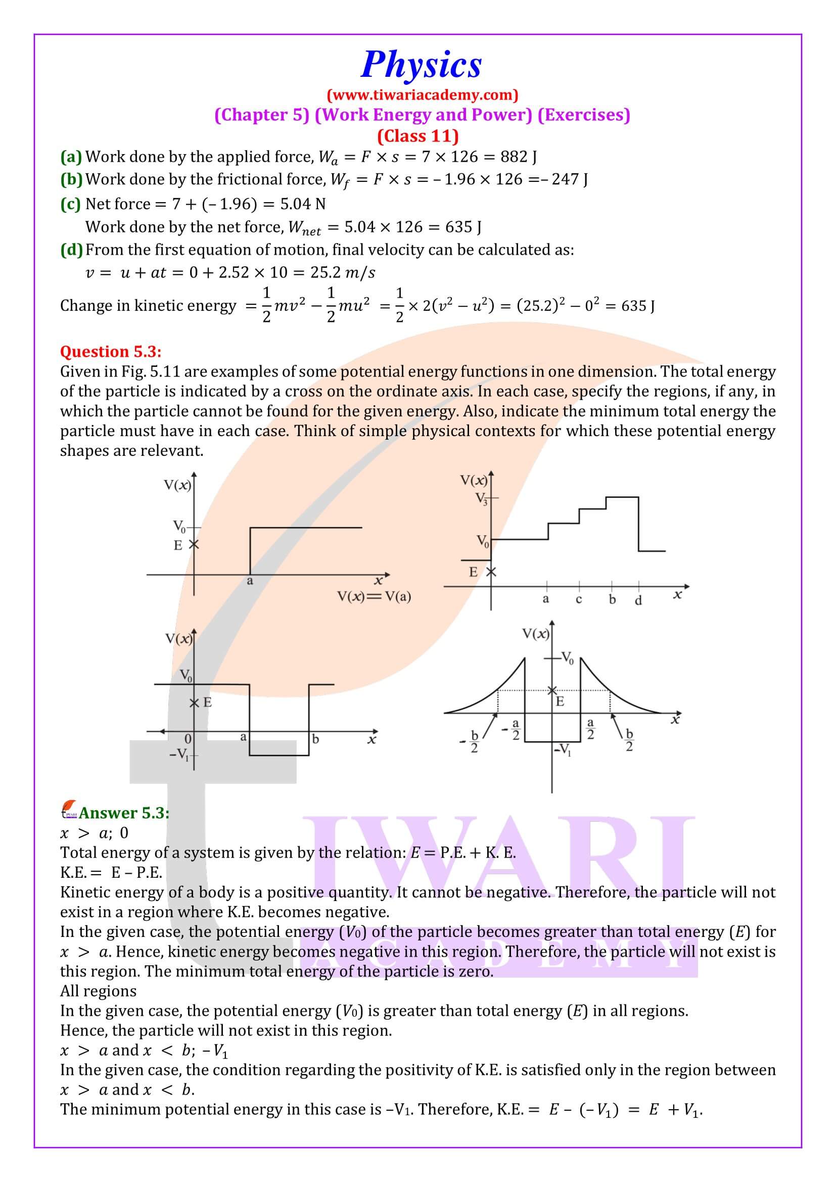 NCERT Class 11 Physics Chapter 5 Work, Energy and Power
