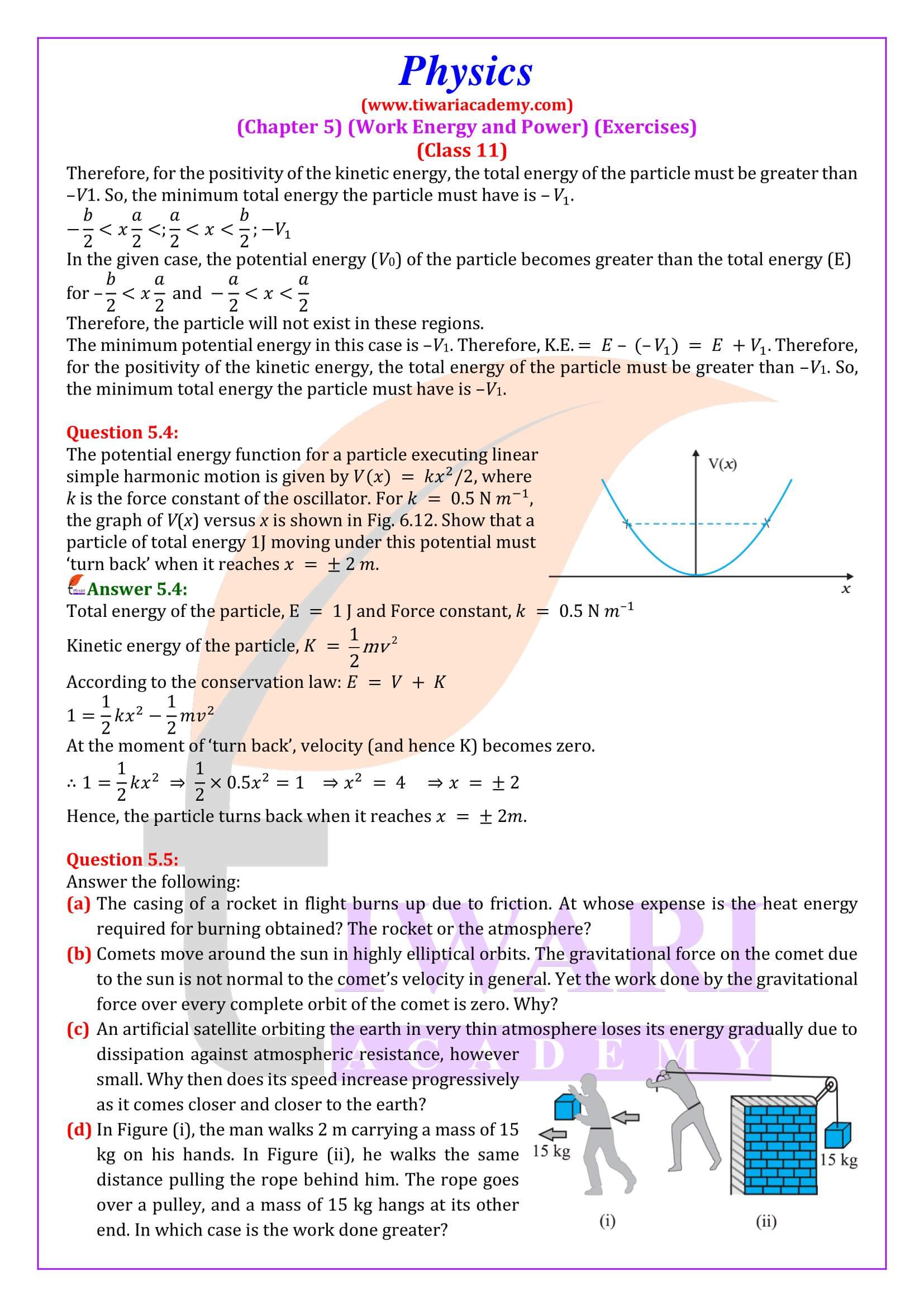 Class 11 Physics Chapter 5 Work, Energy and Power