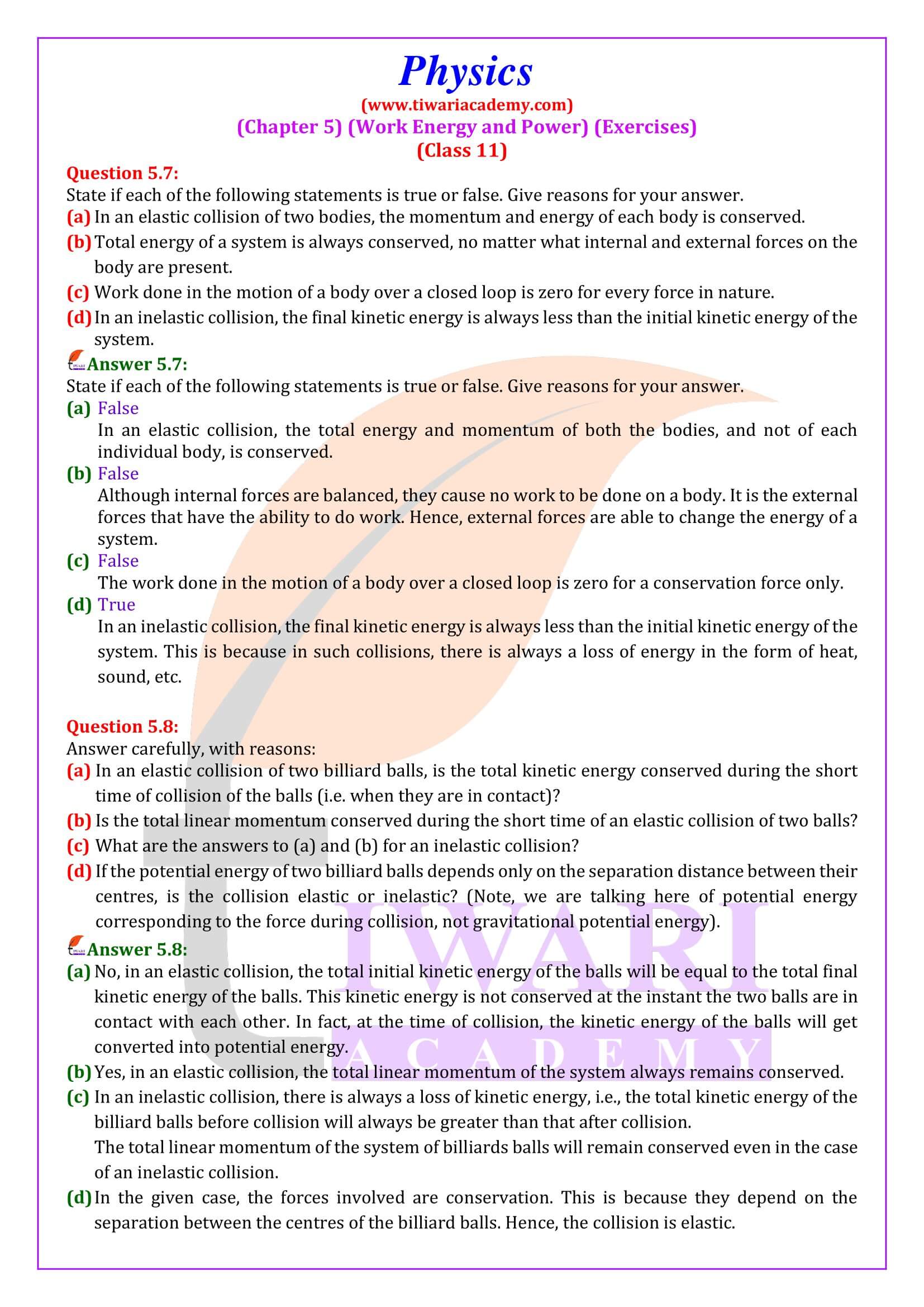 NCERT Solutions for Class 11 Physics Chapter 5 answers