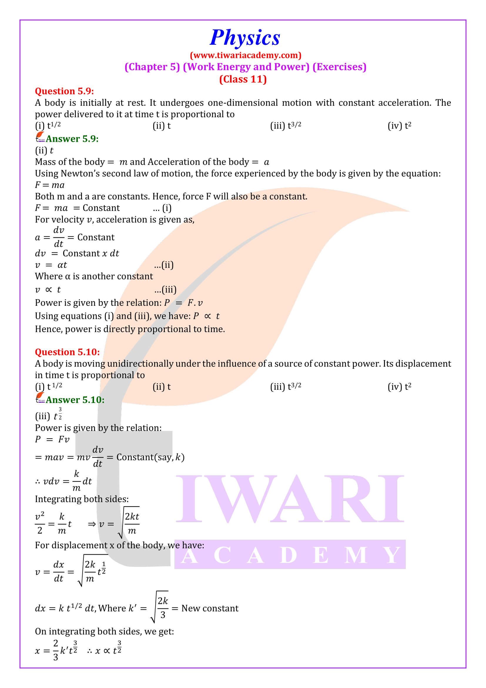 NCERT Solutions for Class 11 Physics Chapter 5 Question Answers