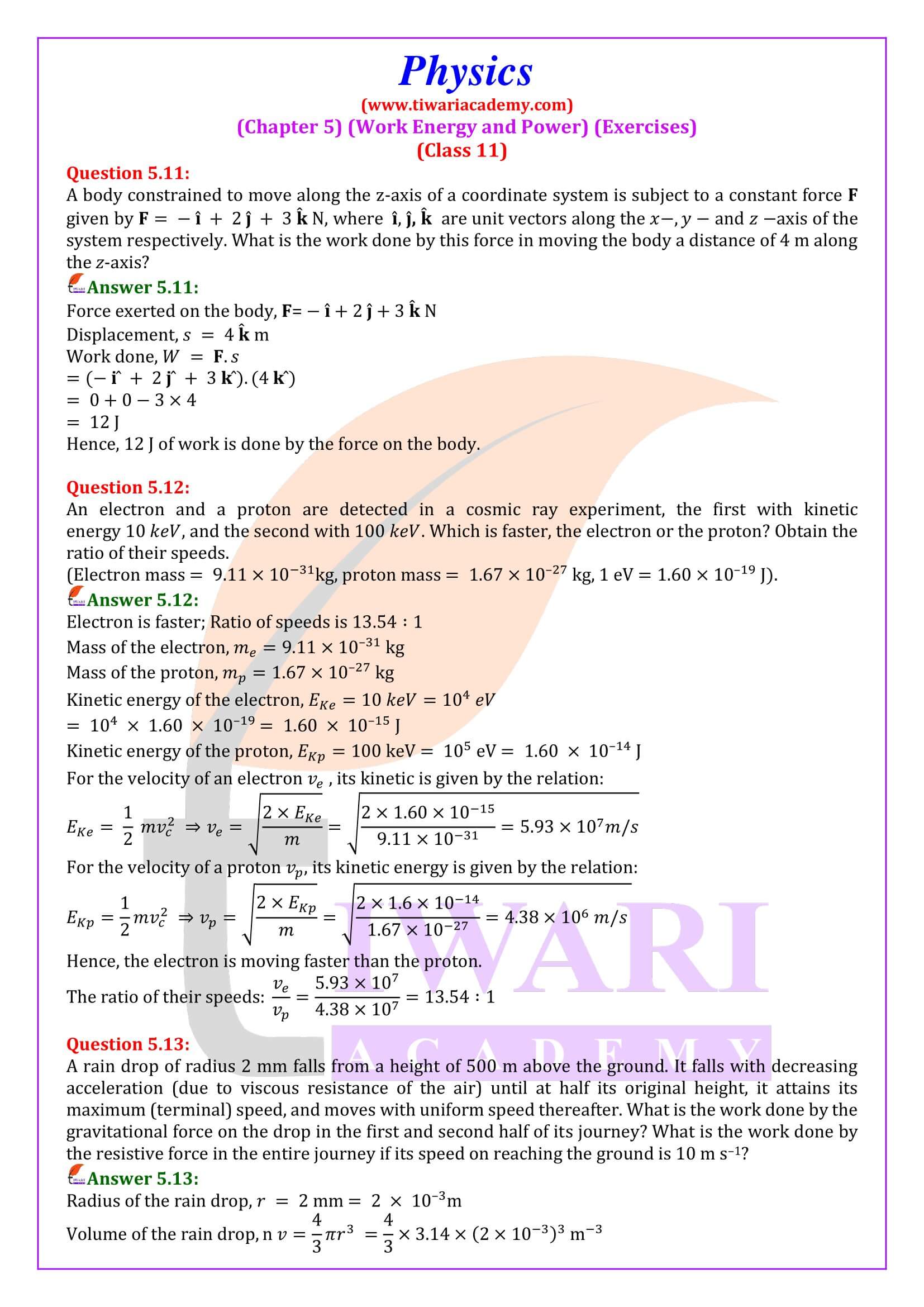 NCERT Solutions for Class 11 Physics Chapter 5 guide