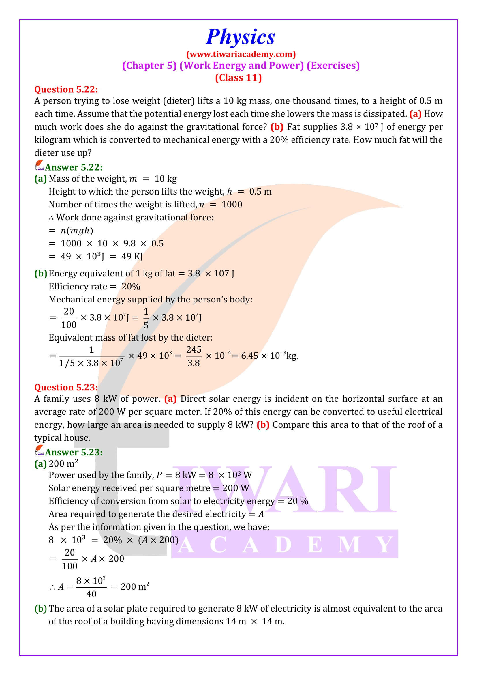 Class 11 Physics Chapter 5 Answer