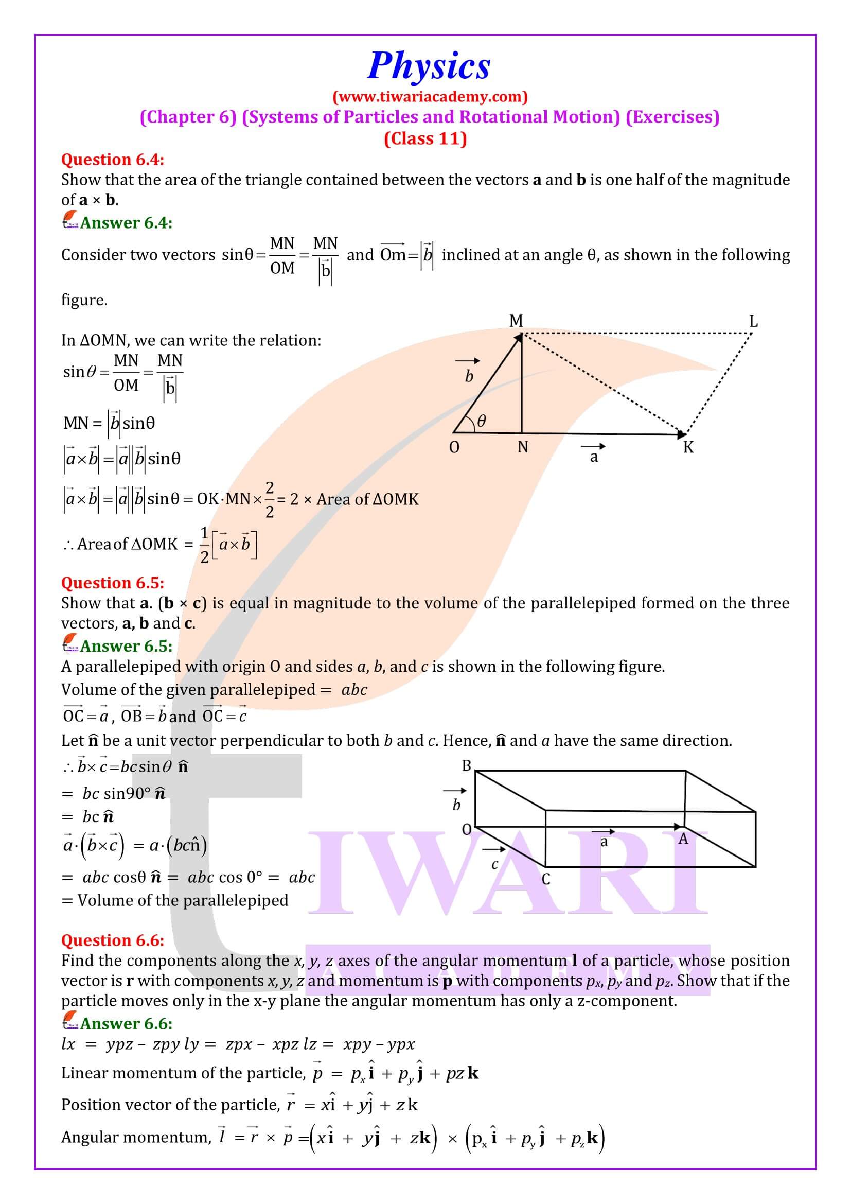 NCERT Solutions for Class 11 Physics Chapter 6 System of Particles