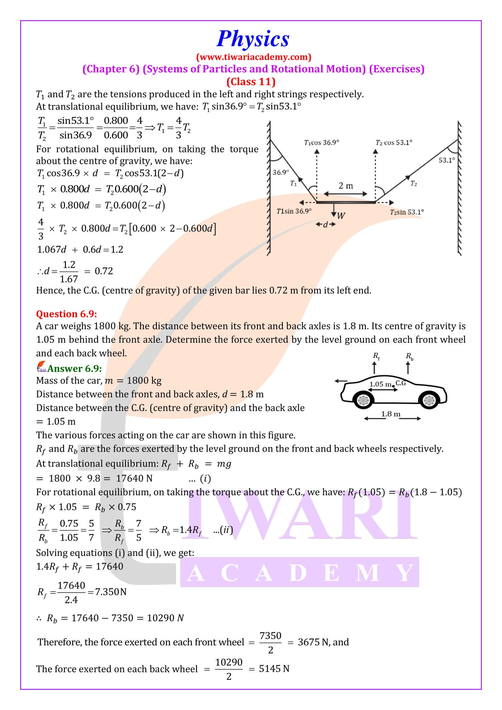 NCERT Solutions for Class 11 Physics Chapter 6 in English Medium