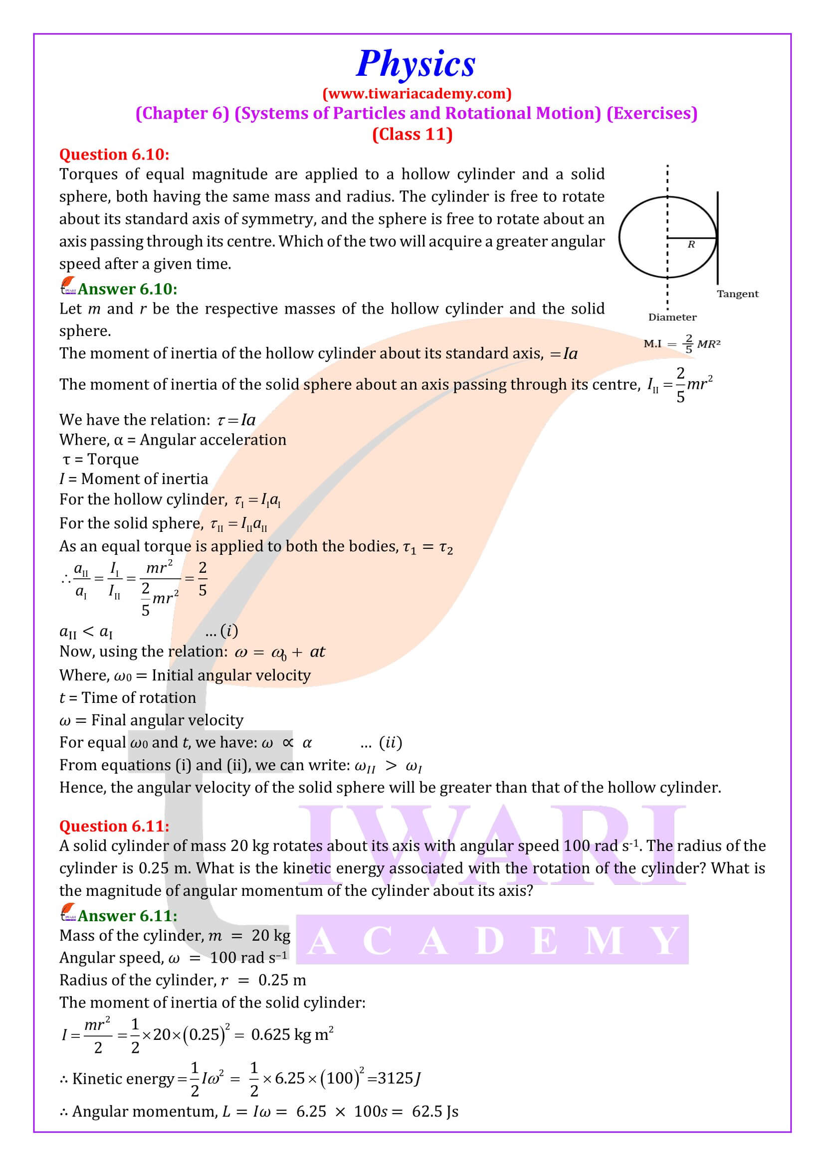 NCERT Solutions for Class 11 Physics Chapter 6 Answers