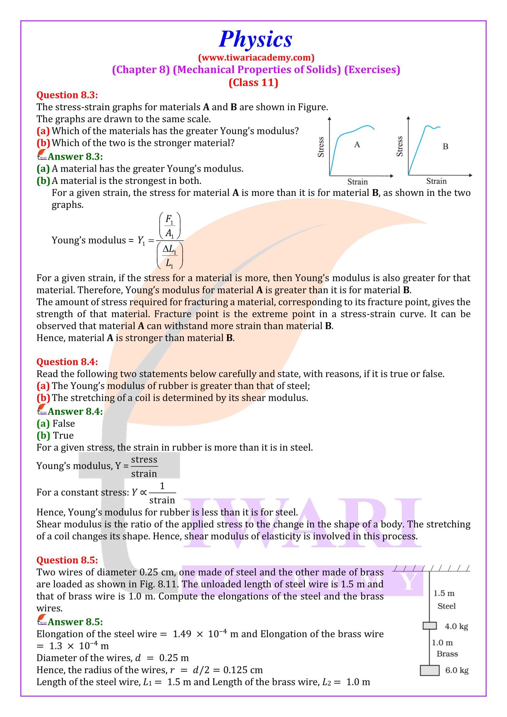 Class 11 Physics Chapter 8 Mechanical Properties of Solids