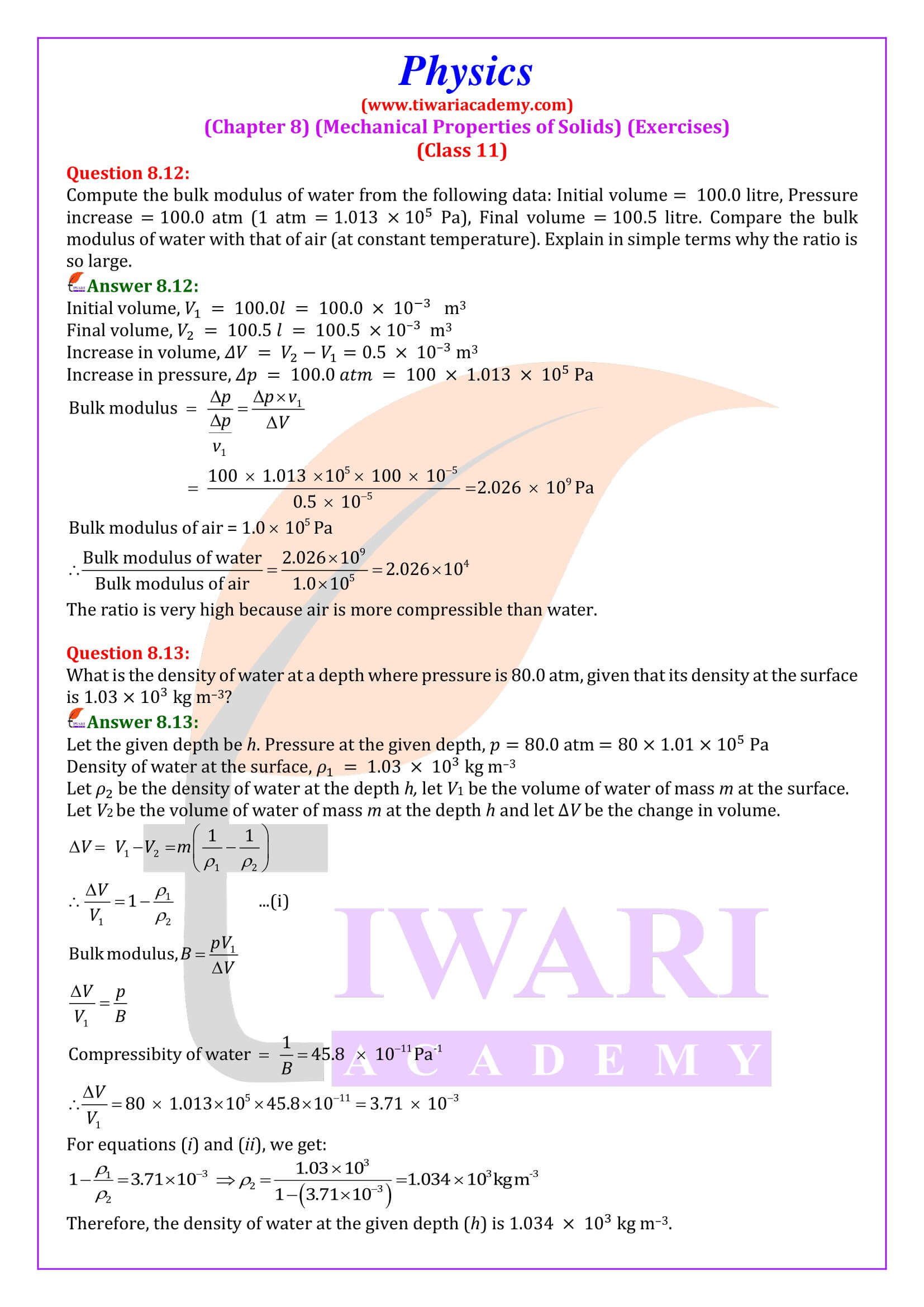 NCERT Solutions for Class 11 Physics Chapter 8 Question Answers