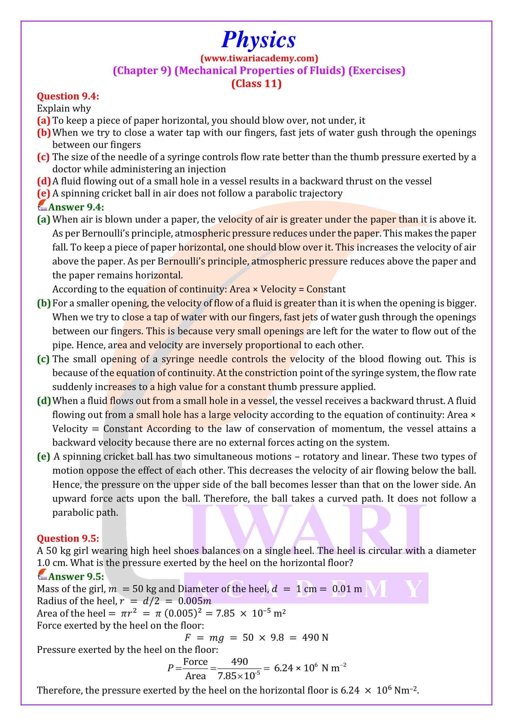 NCERT Solutions for Class 11 Physics Chapter 9 in English Medium