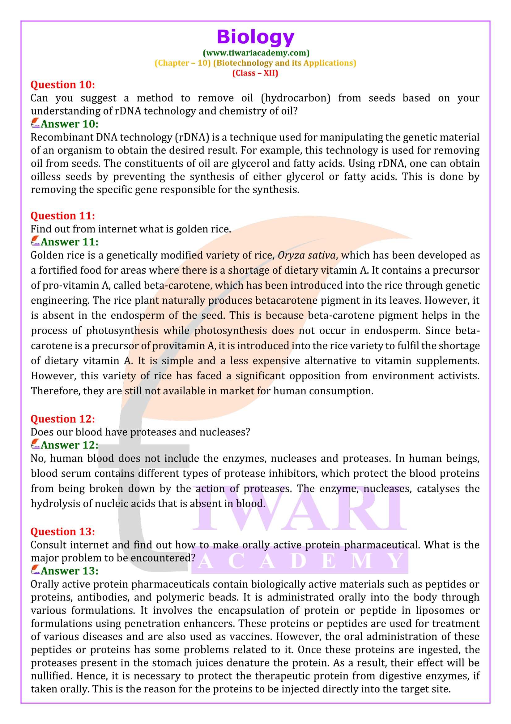 Class 12 Biology Chapter 10