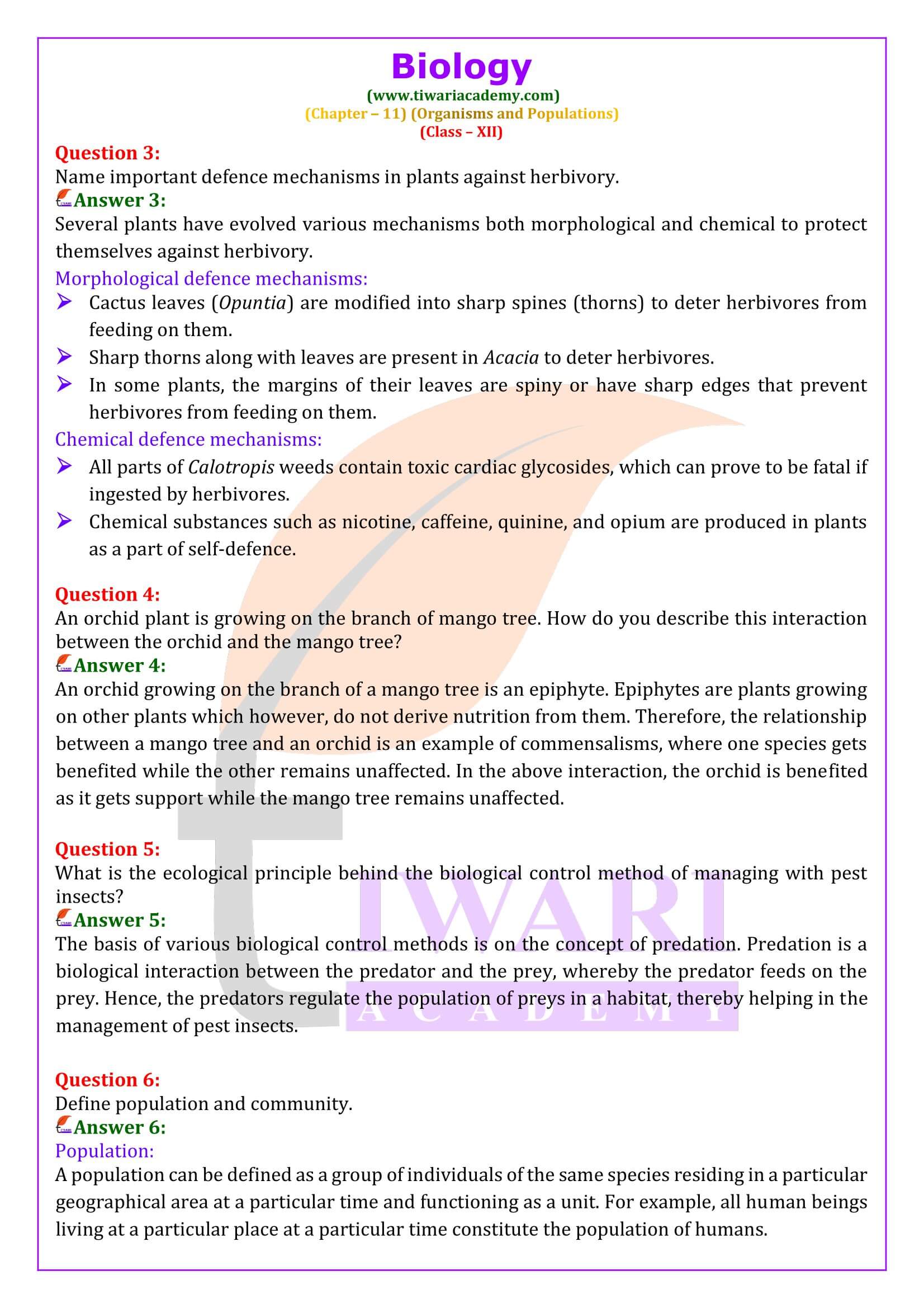 NCERT Solutions for Class 12 Biology Chapter 11