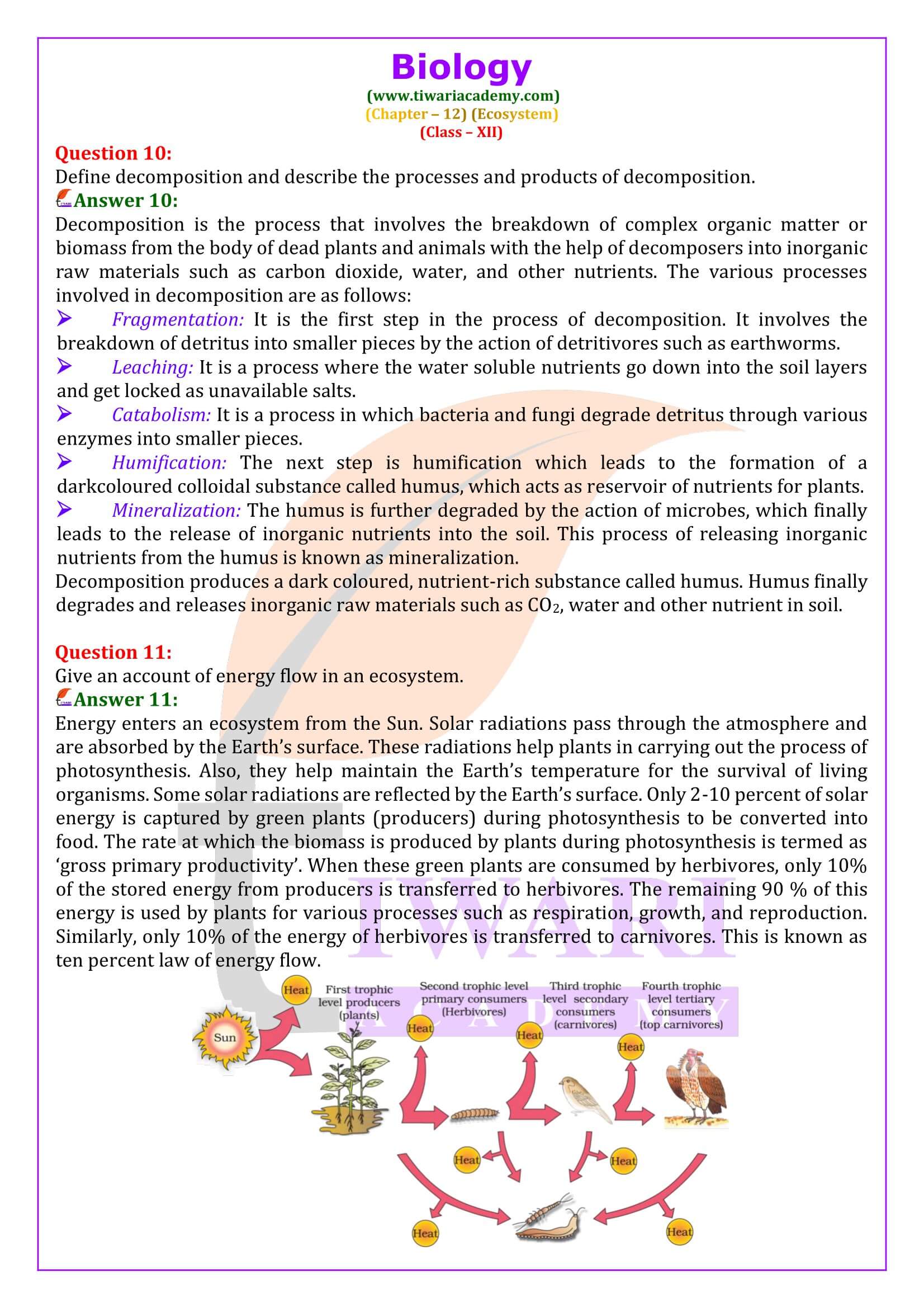 Class 12 Biology Chapter 12 NCERT Solutions