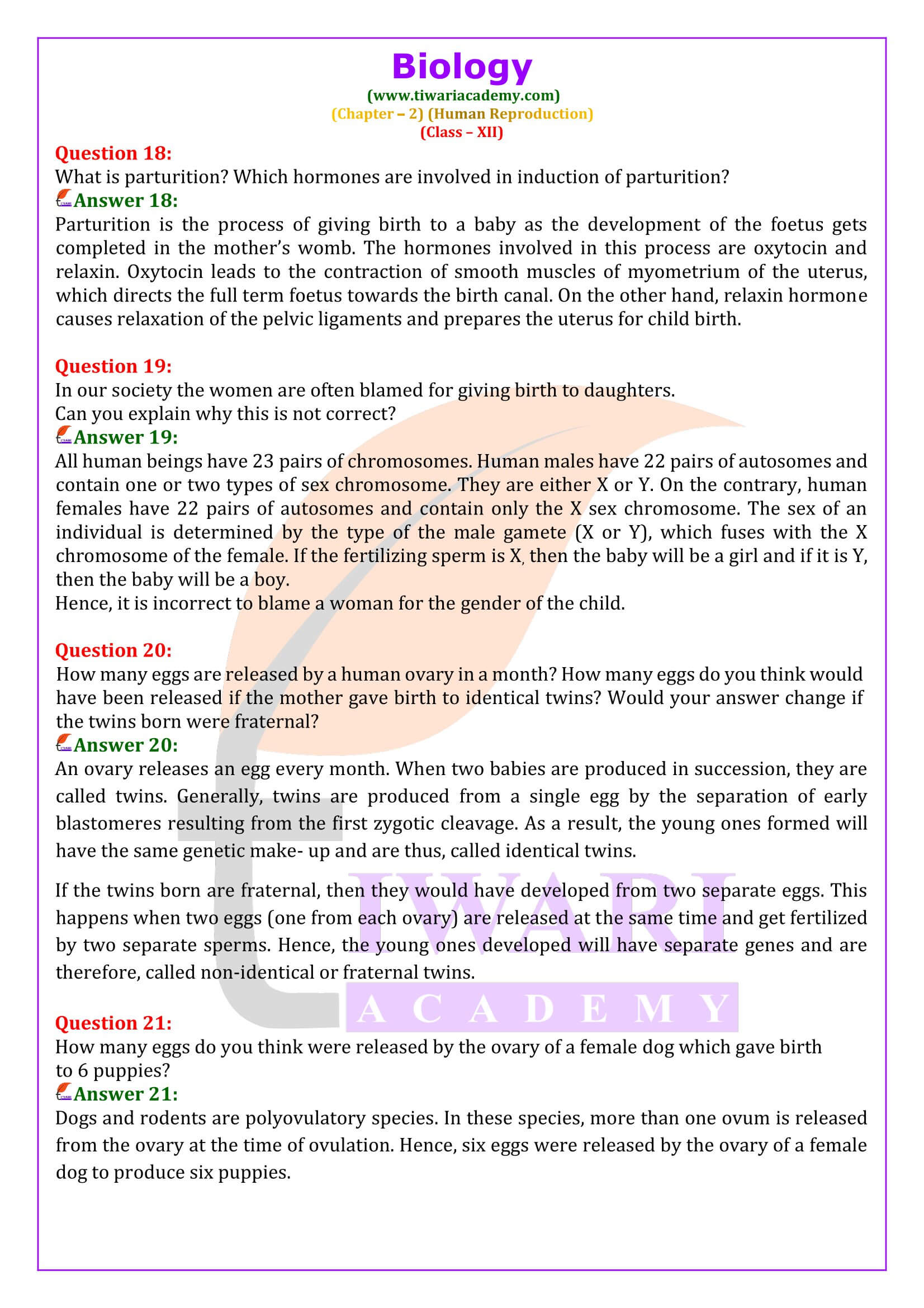 Class 12 Biology Chapter 2 Answers