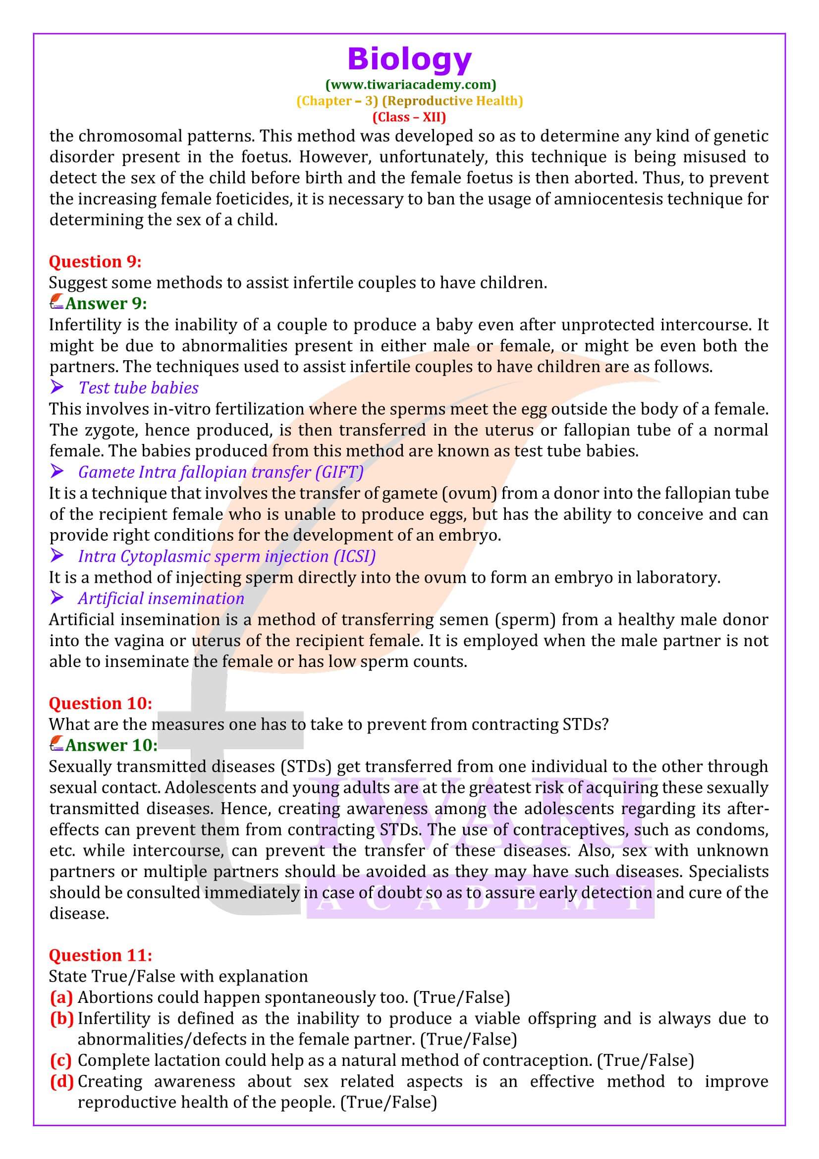 NCERT Solutions for Class 12 Biology Chapter 3 in English Medium
