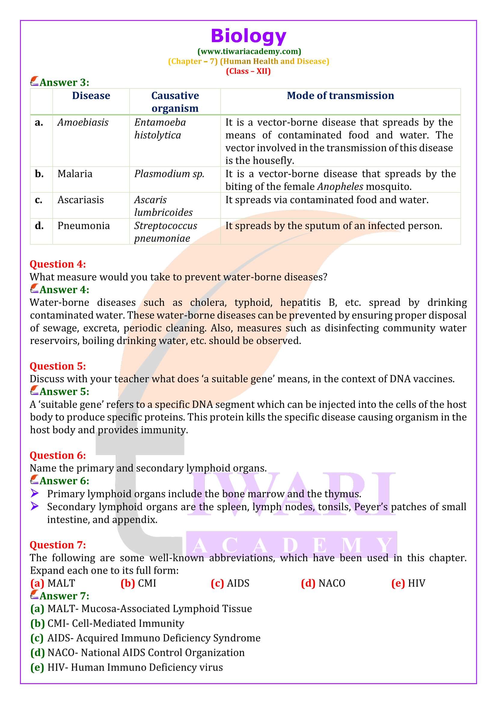 NCERT Solutions for Class 12 Biology Chapter 7