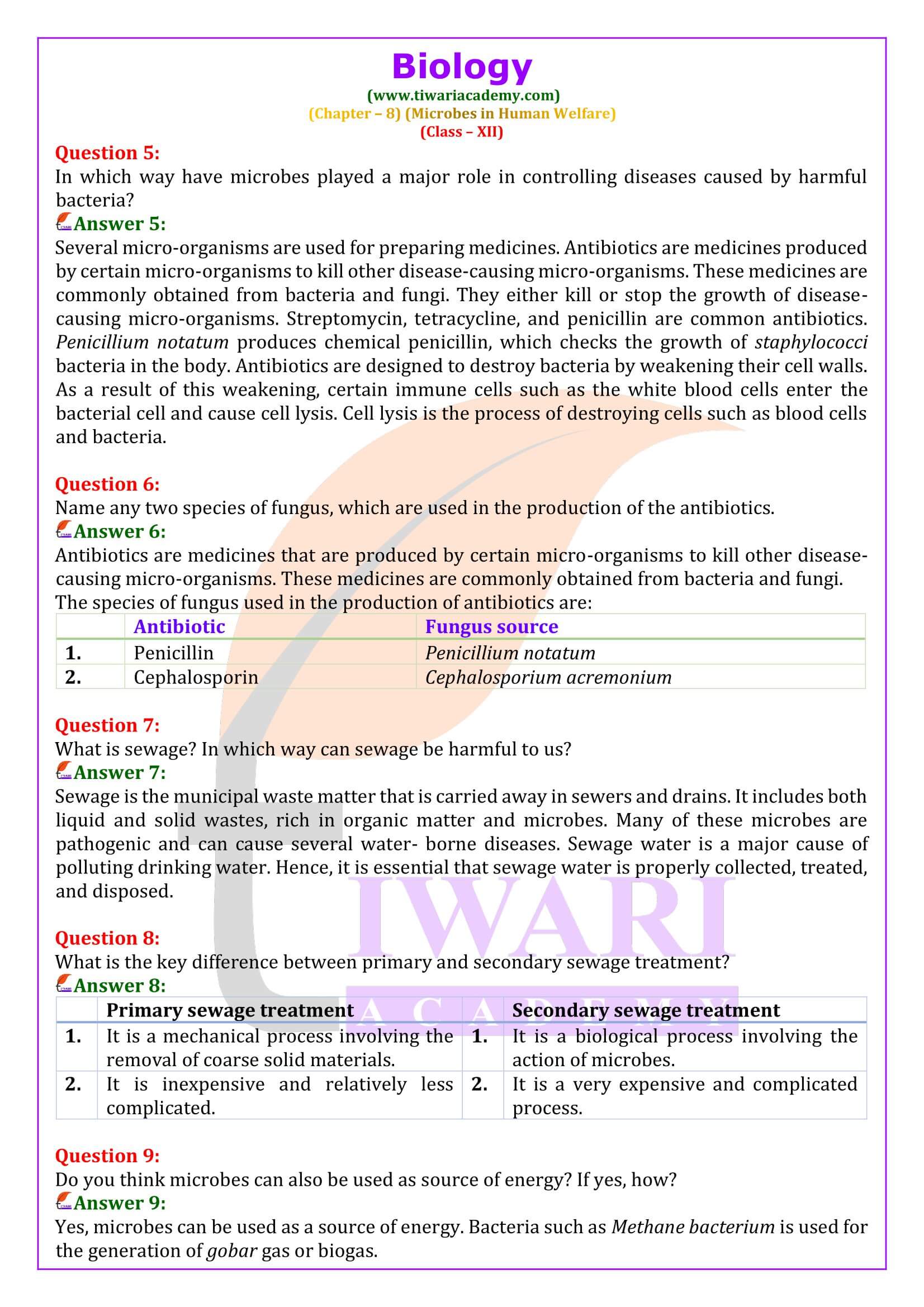 NCERT Solutions for Class 12 Biology Chapter 8