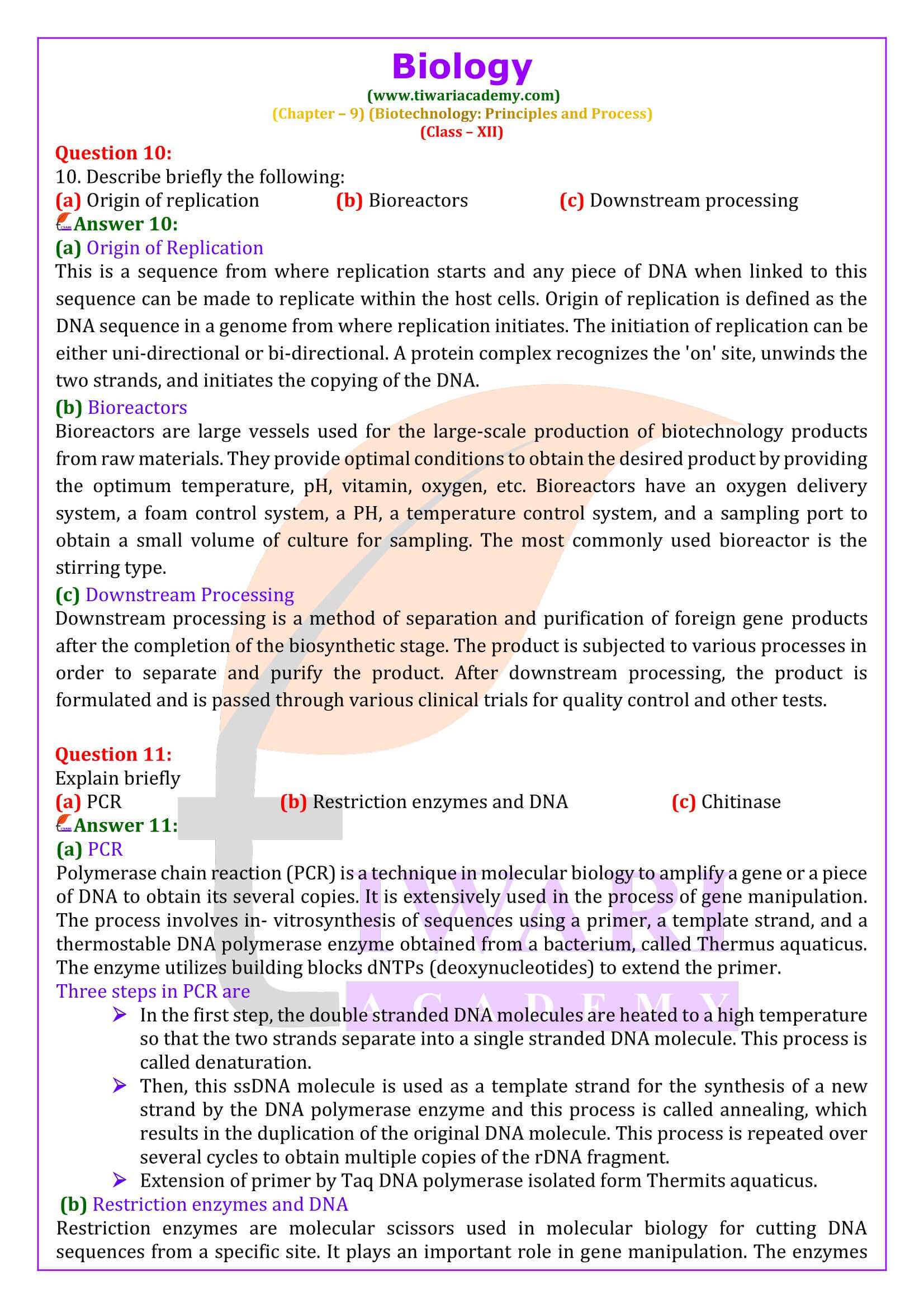 NCERT Solutions for Class 12 Biology Chapter 9 in English Medium