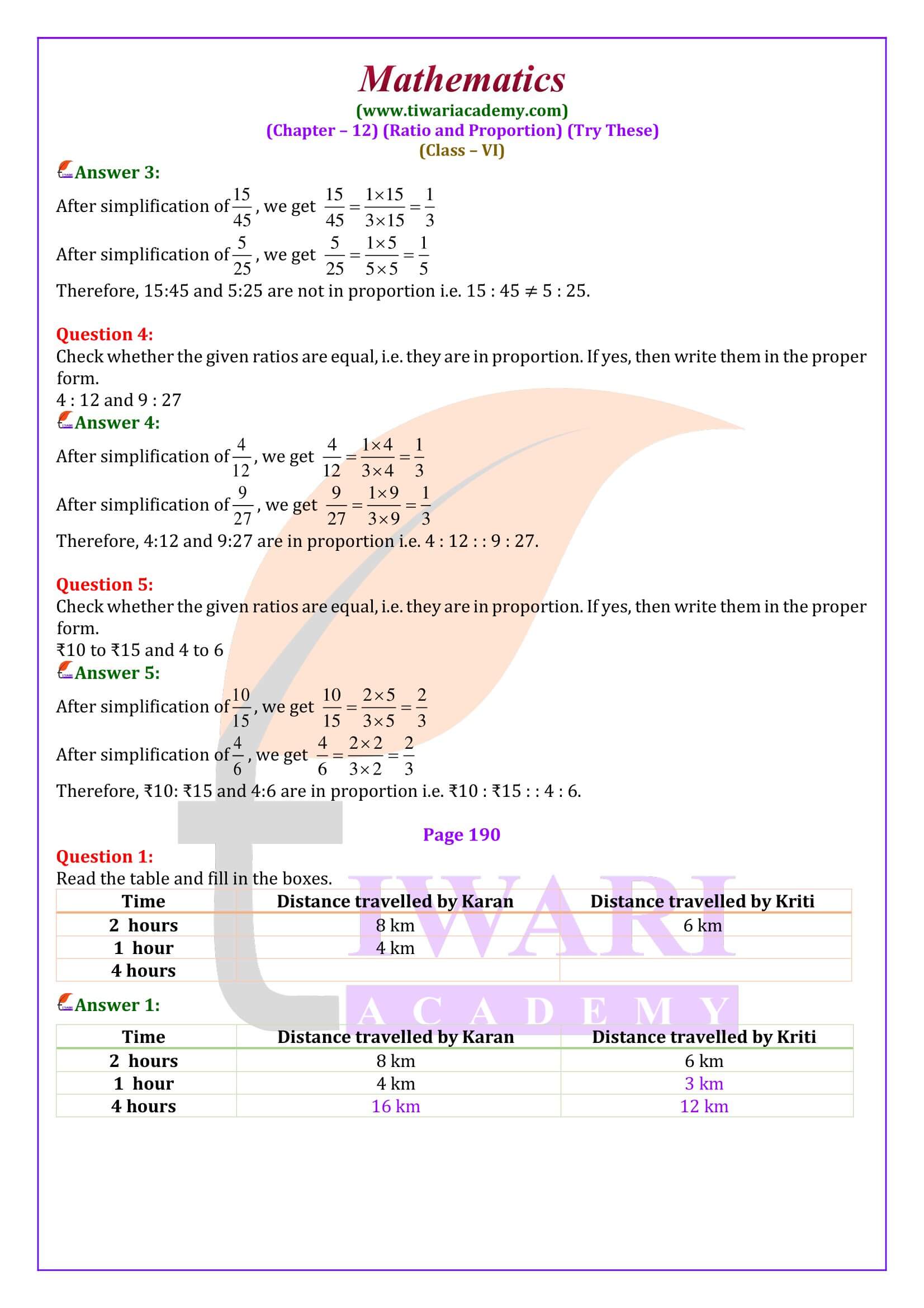 Answer of Class 6 Maths Chapter 12 Try These