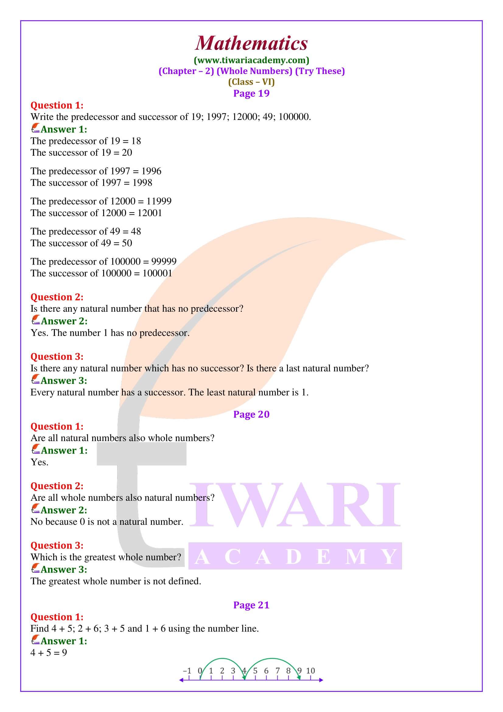 Class 6 Maths Chapter 2 Whole Numbers Try these