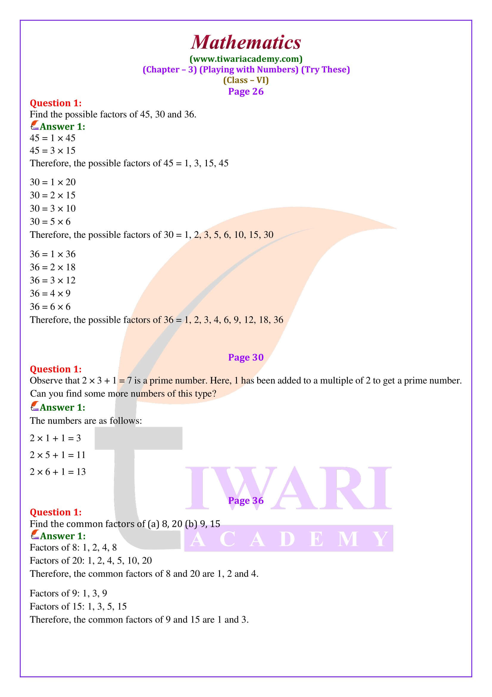 Class 6 Maths Chapter 3 Playing With Numbers Try these