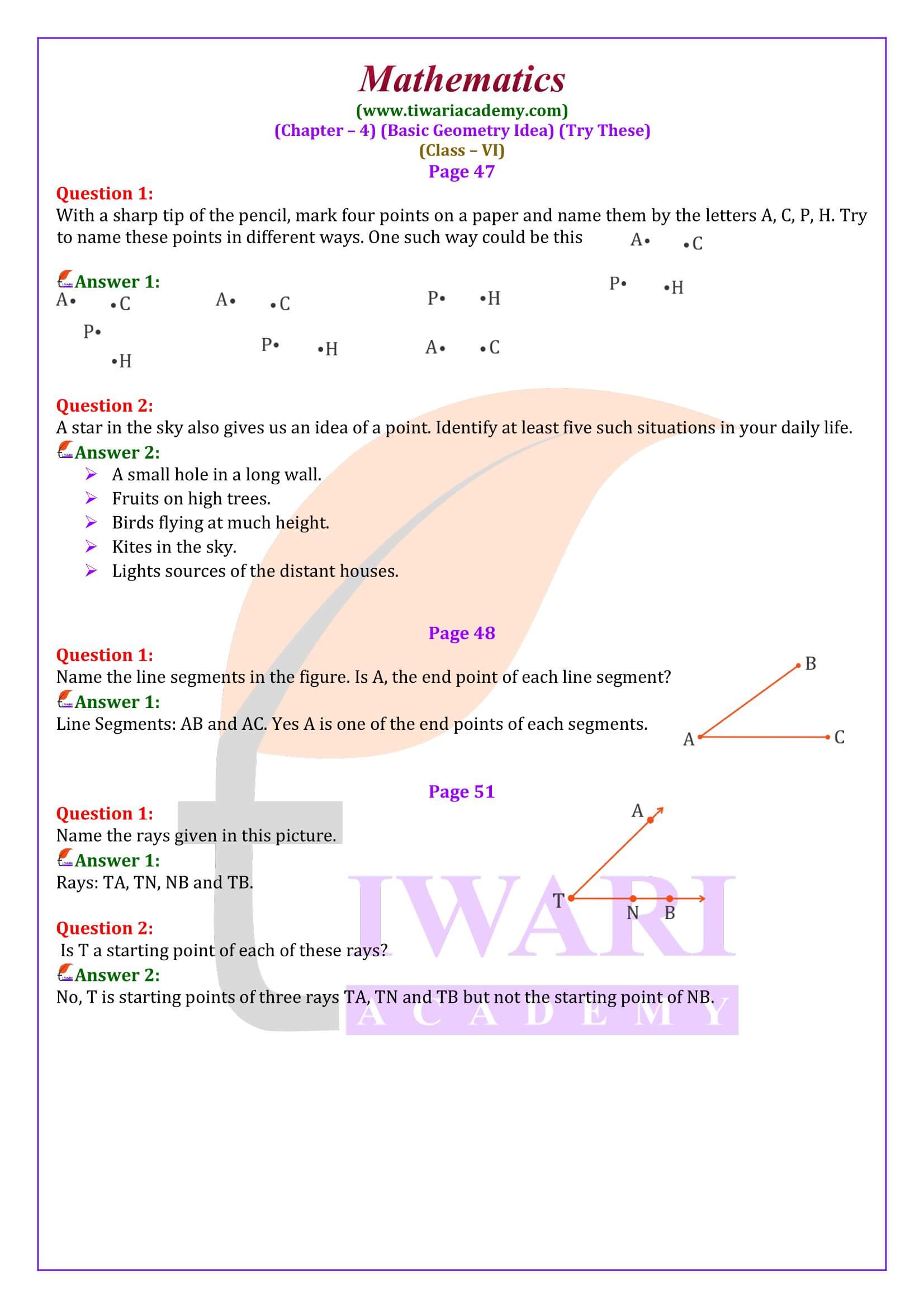 Class 6 Maths Chapter 4 Try These