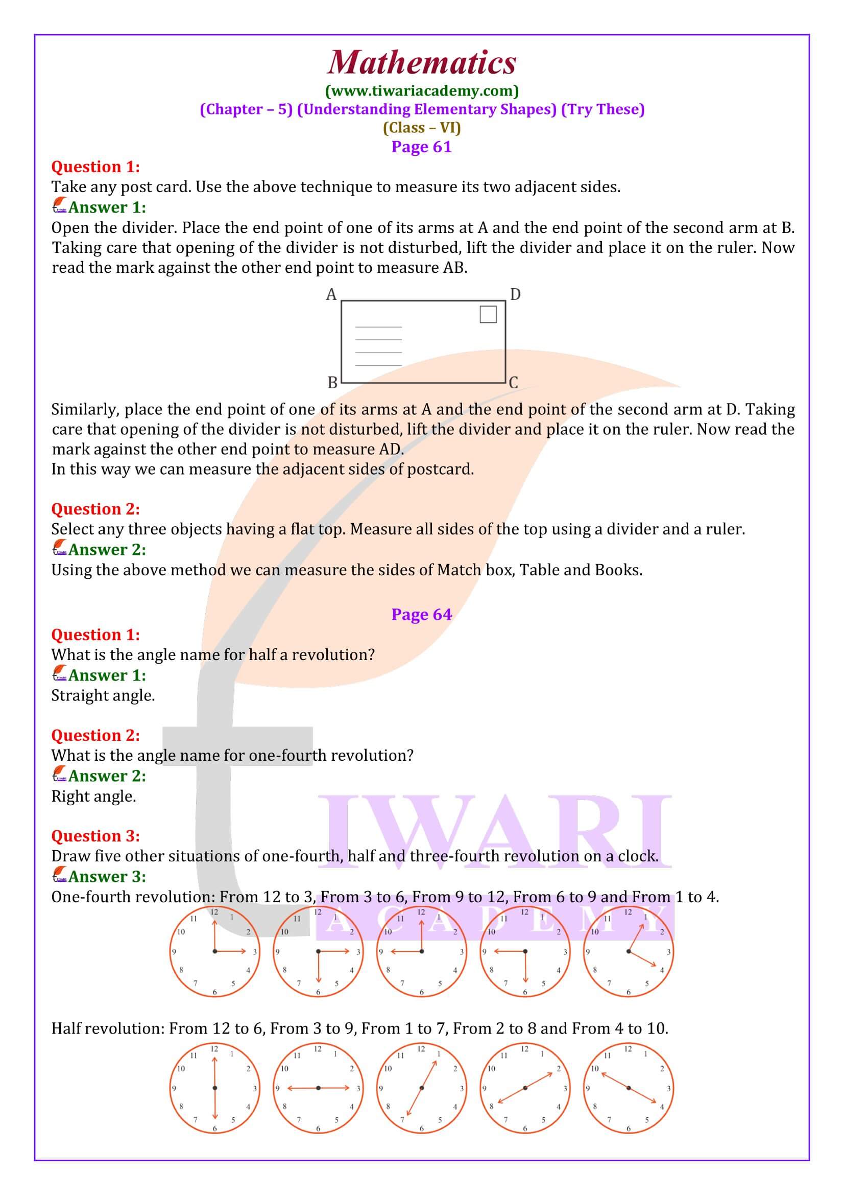 Class 6 Maths Chapter 5 Understanding Elementary Shapes Try These