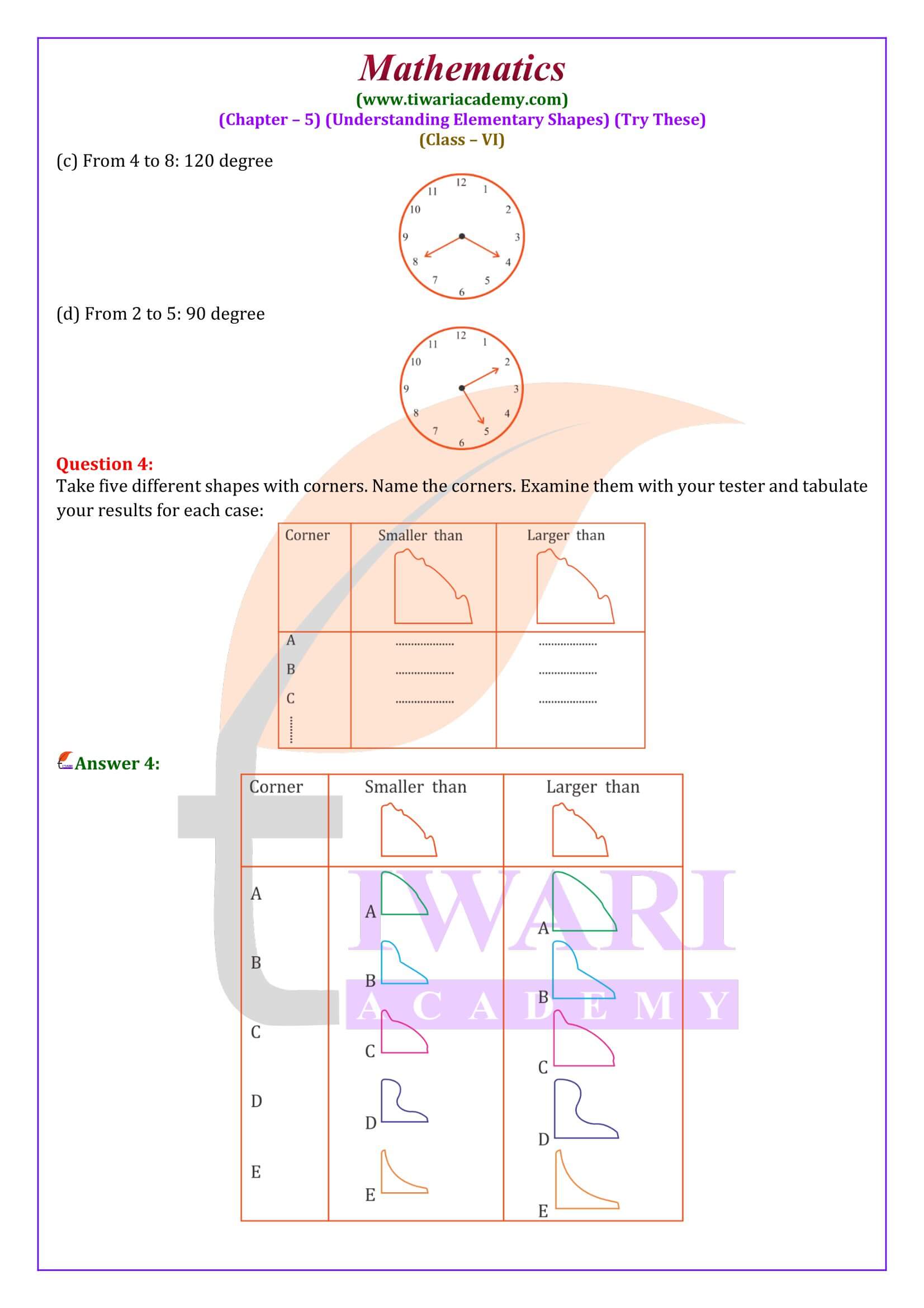 Try these of Class 6 Maths Chapter 5