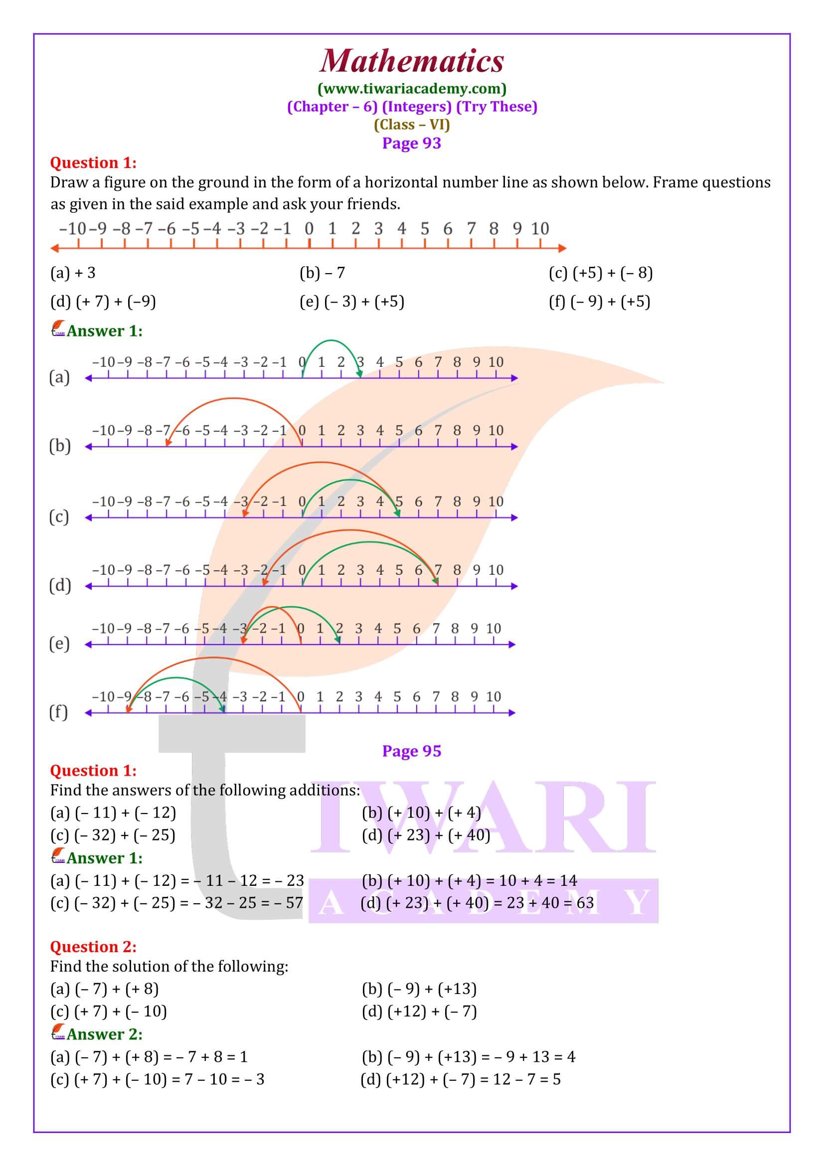 Class 6 Maths Chapter 6 Try These