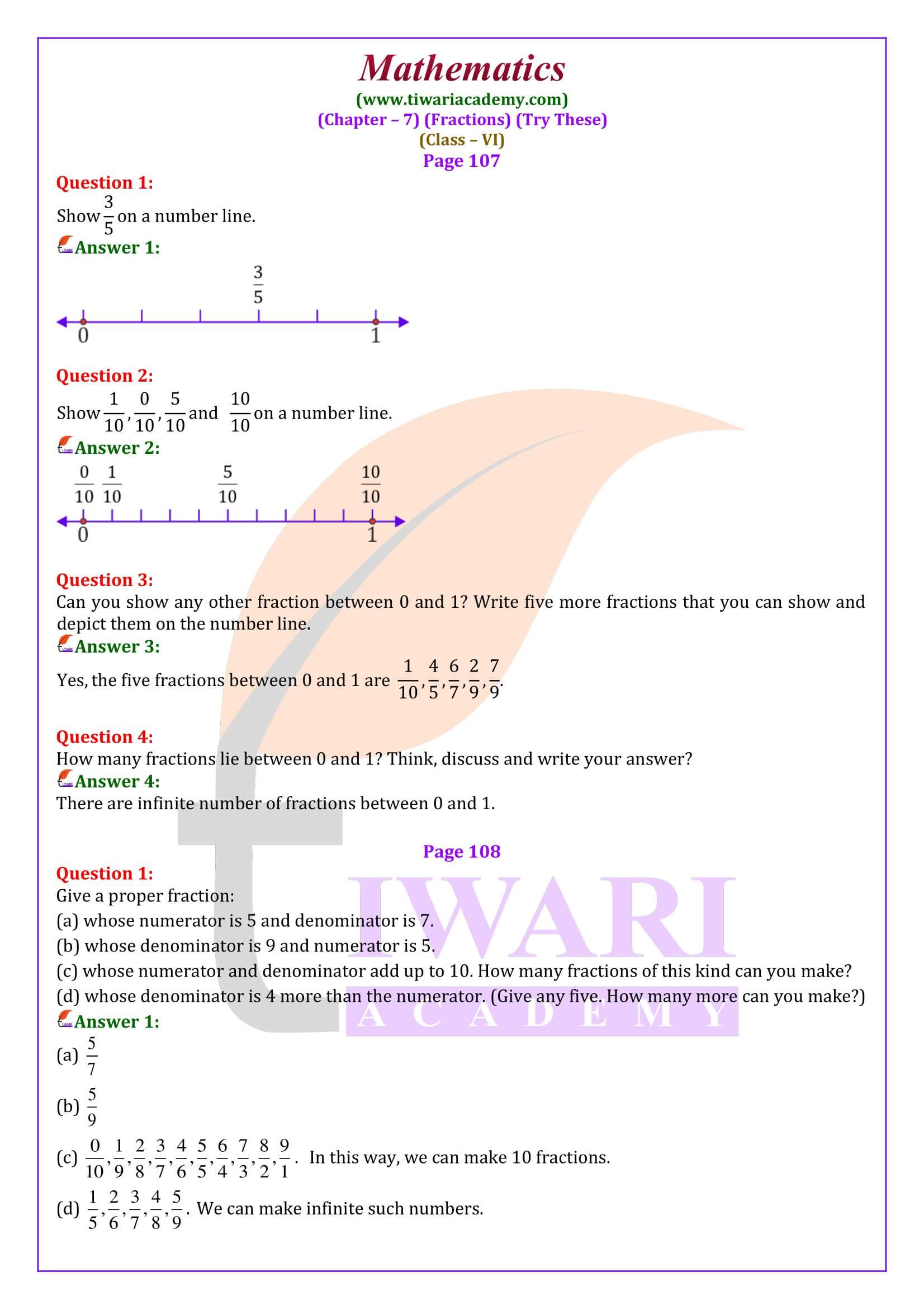Class 6 Maths Chapter 7 Try These