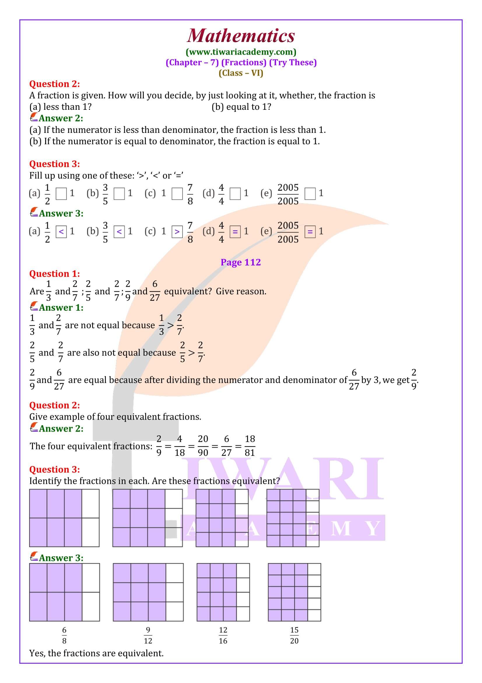 Class 6 Maths Chapter 7 Try These Solutions