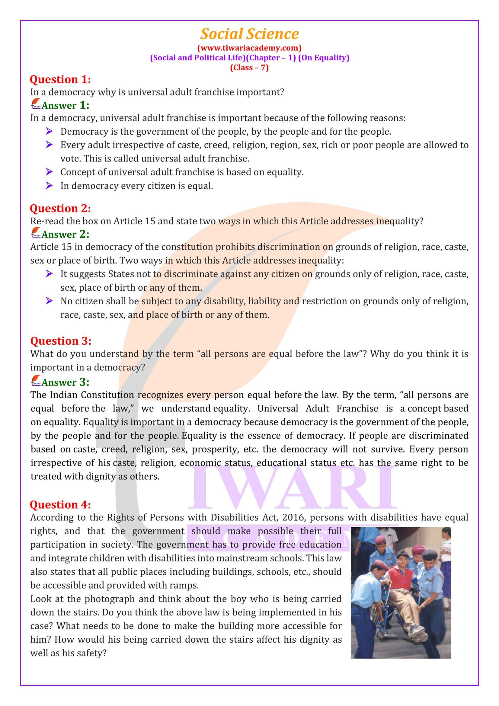 NCERT Solutions for Class 7 Social Science Civics Chapter 1