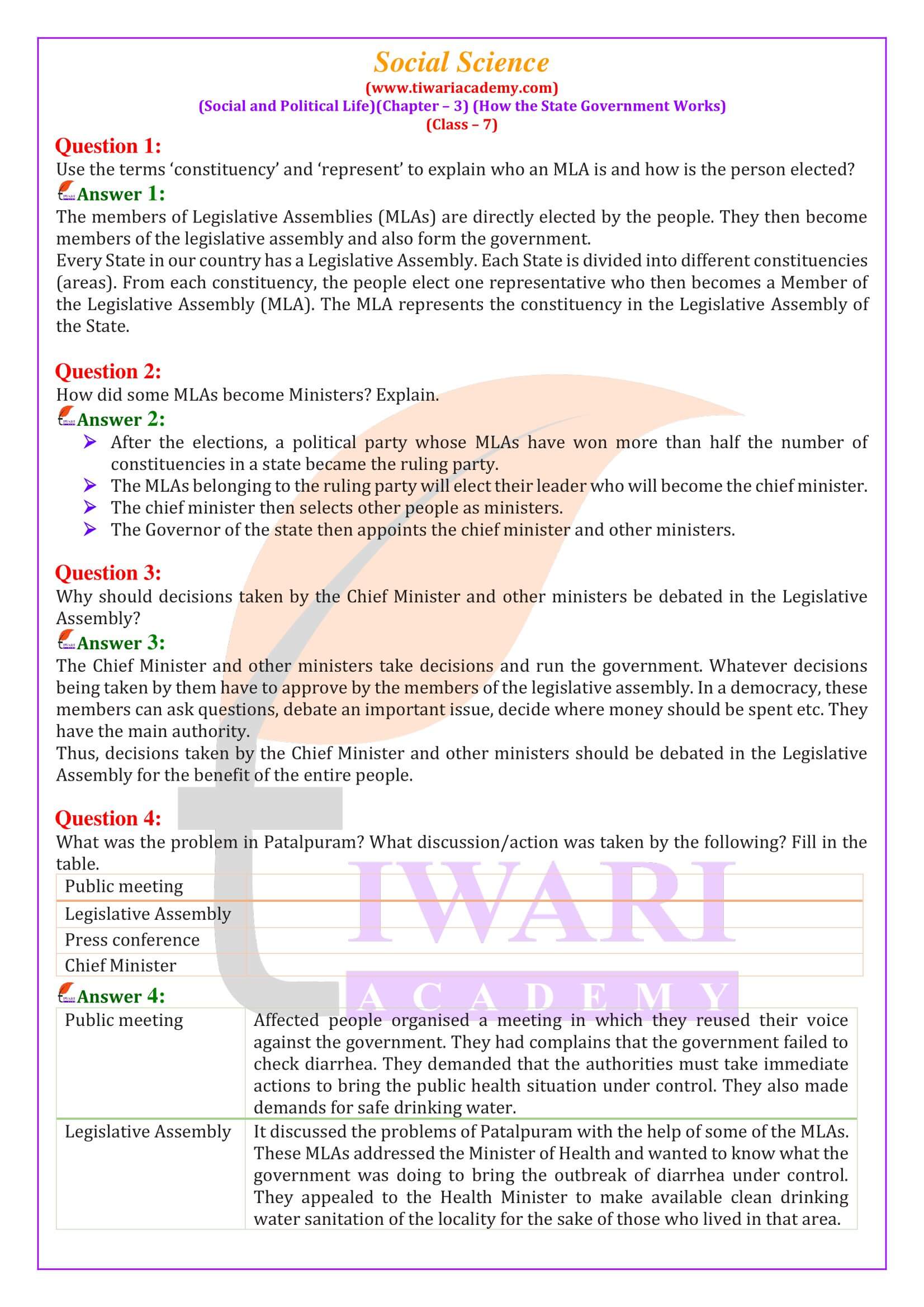 NCERT Solutions for Class 7 Social Science Civics Chapter 3