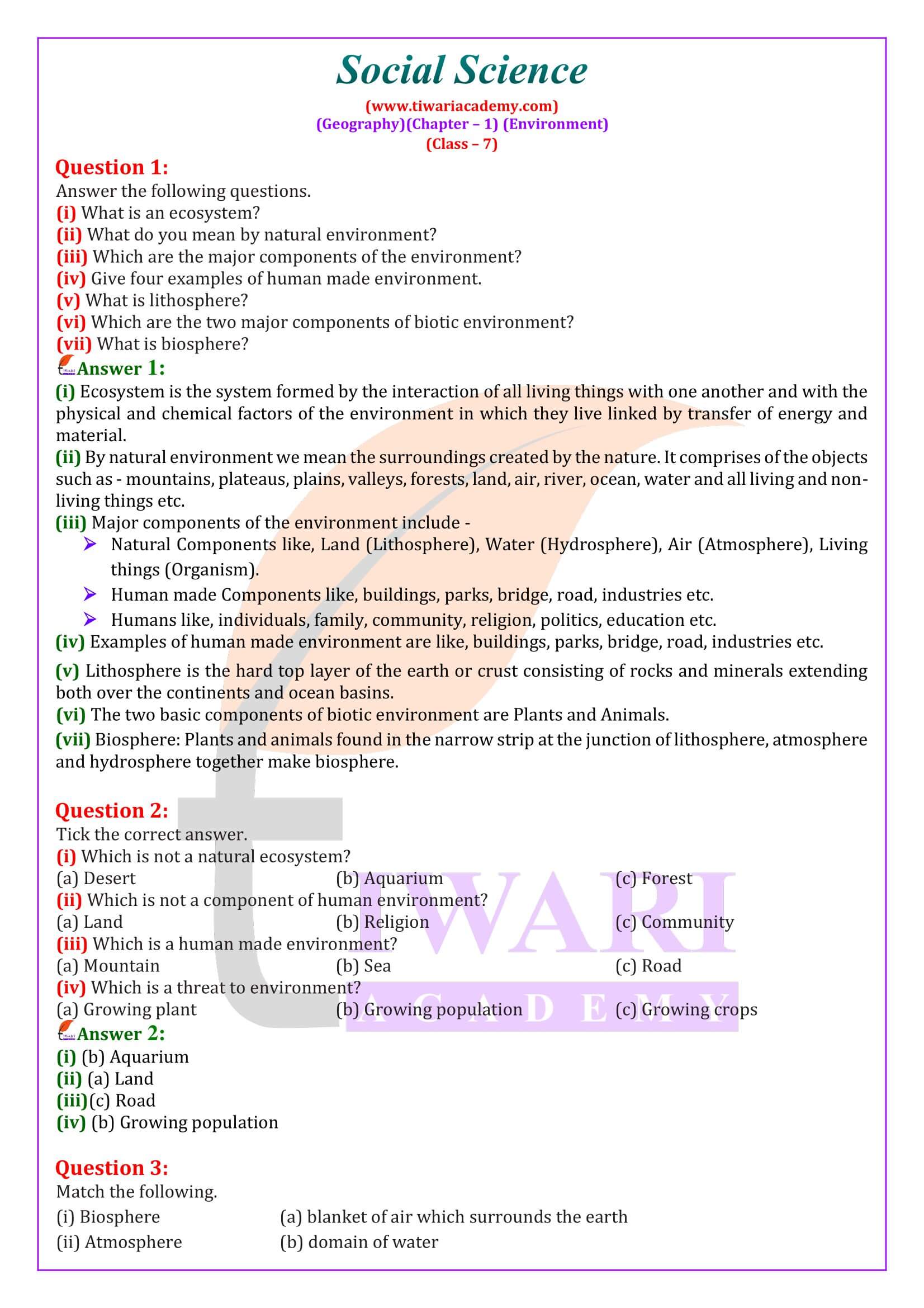 NCERT Solutions for Class 7 Social Science Geography Chapter 1