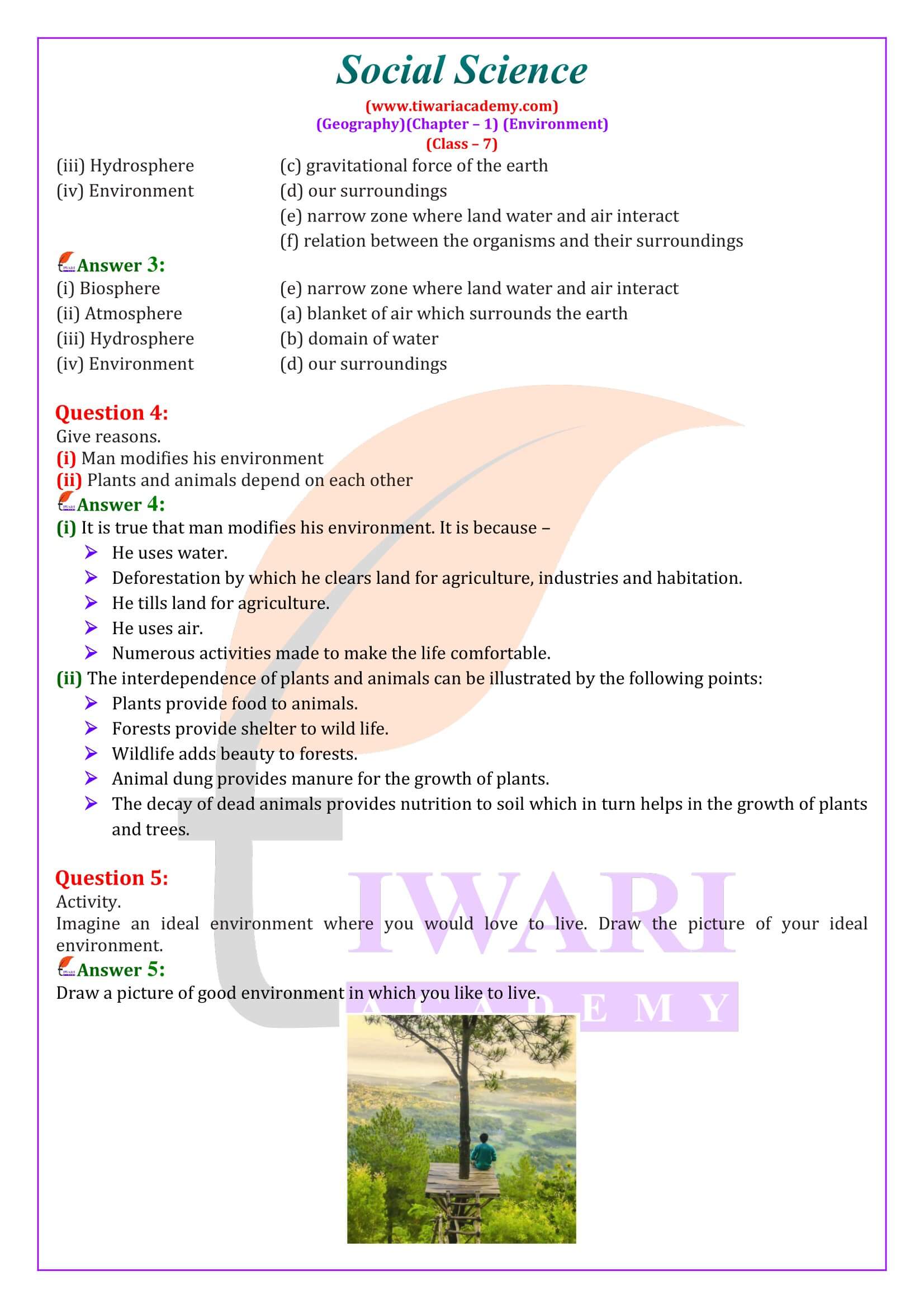 Class 7 Social Science Geography Chapter 1 Question Answers