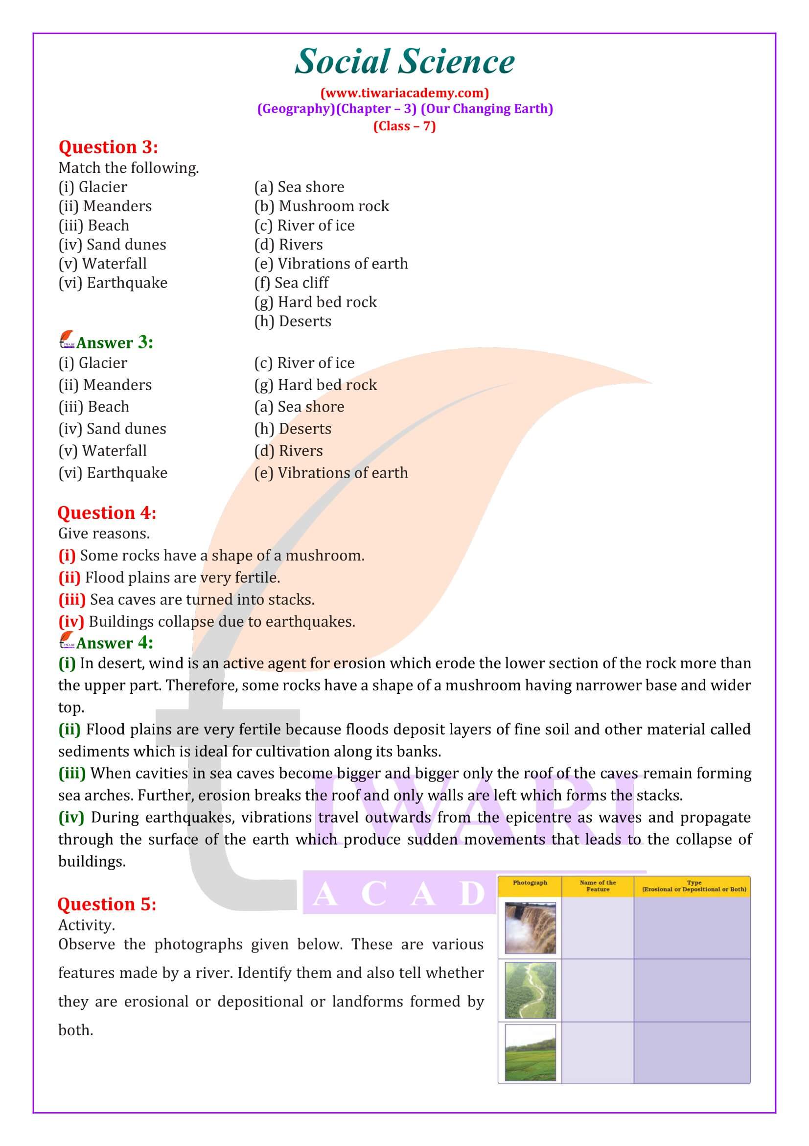 Class 7 Social Science Geography Chapter 3 Solutions