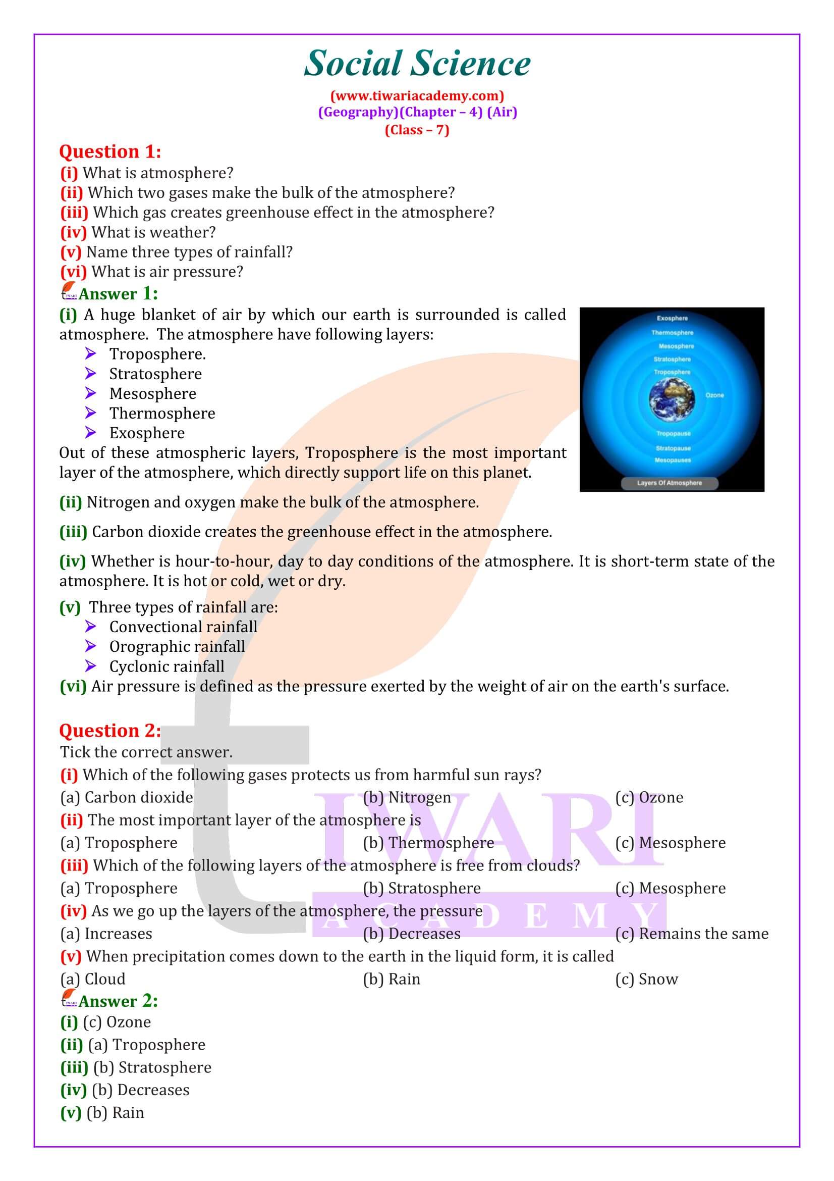 NCERT Solutions for Class 7 Social Science Geography Chapter 4